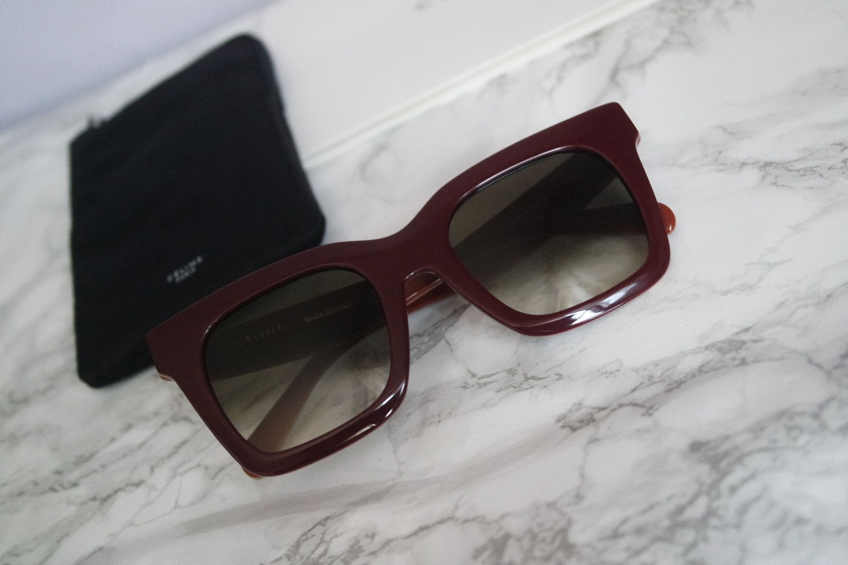 Celine NEW Celine 41411 F S Oversized Square Sunglasses in Burgundy Red Grailed