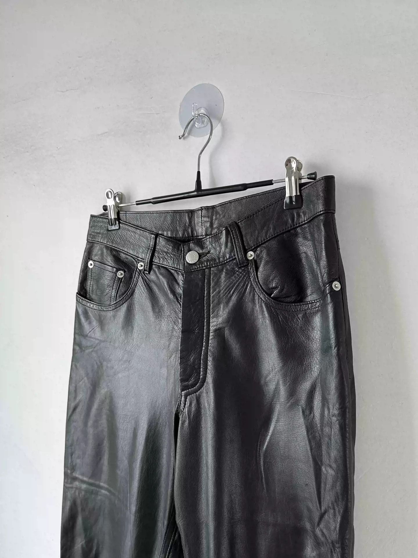 Helmut Lang Helmut lang archive leather pants A/W1999 micro lambskin trousers with multi-cut pieces Size US 29 - 3 Thumbnail