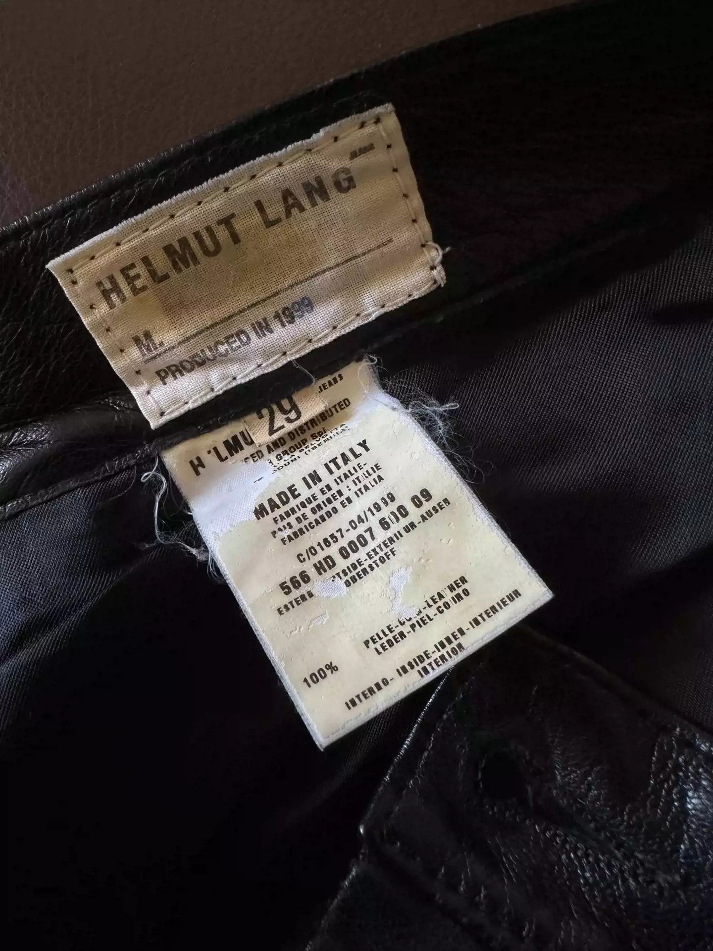 Helmut Lang Helmut lang archive leather pants A/W1999 micro lambskin trousers with multi-cut pieces Size US 29 - 4 Thumbnail