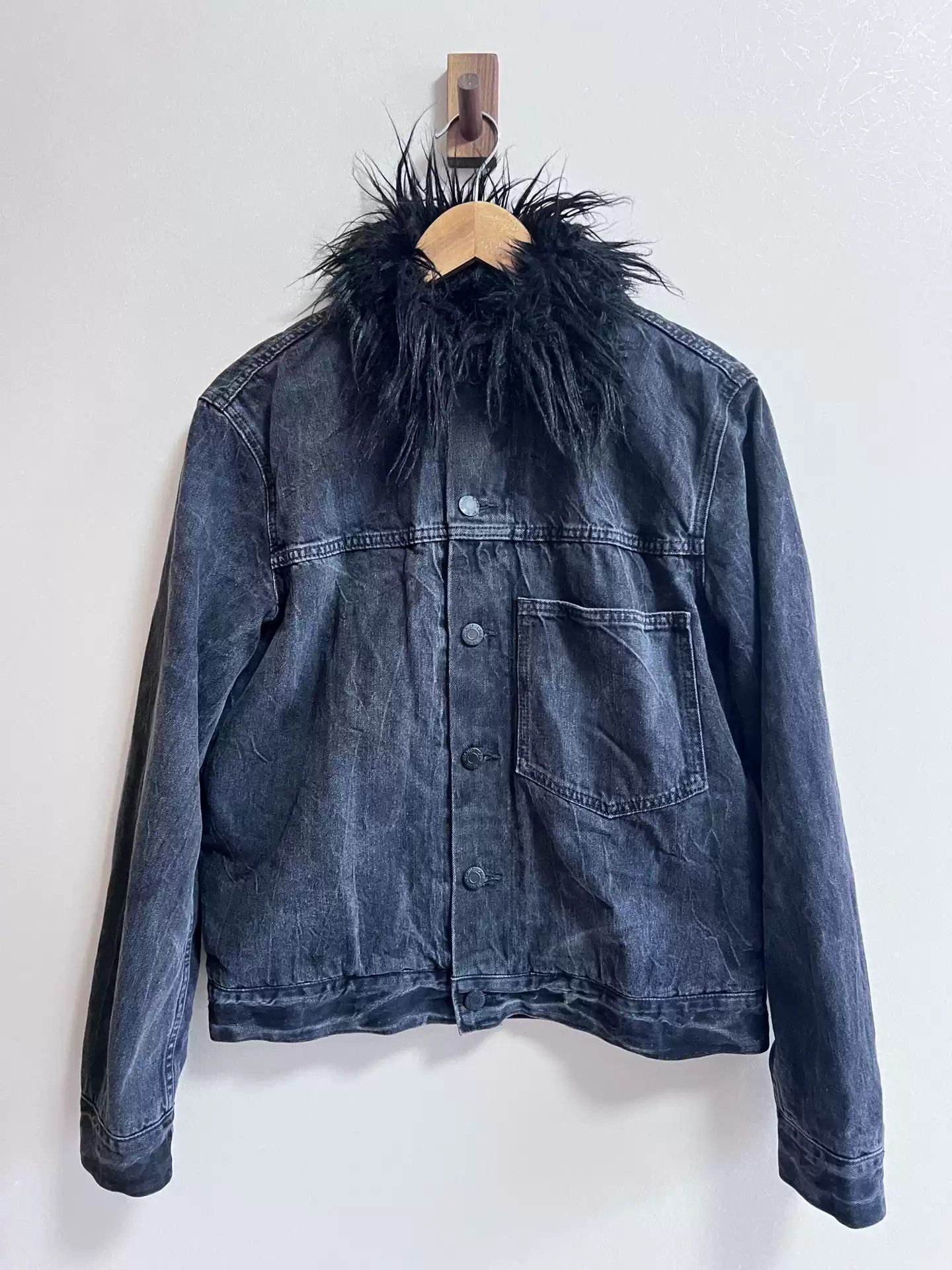 Helmut Lang Helmut Lang woolly collar denim jacket Size US M / EU 48-50 / 2 - 2 Thumbnail