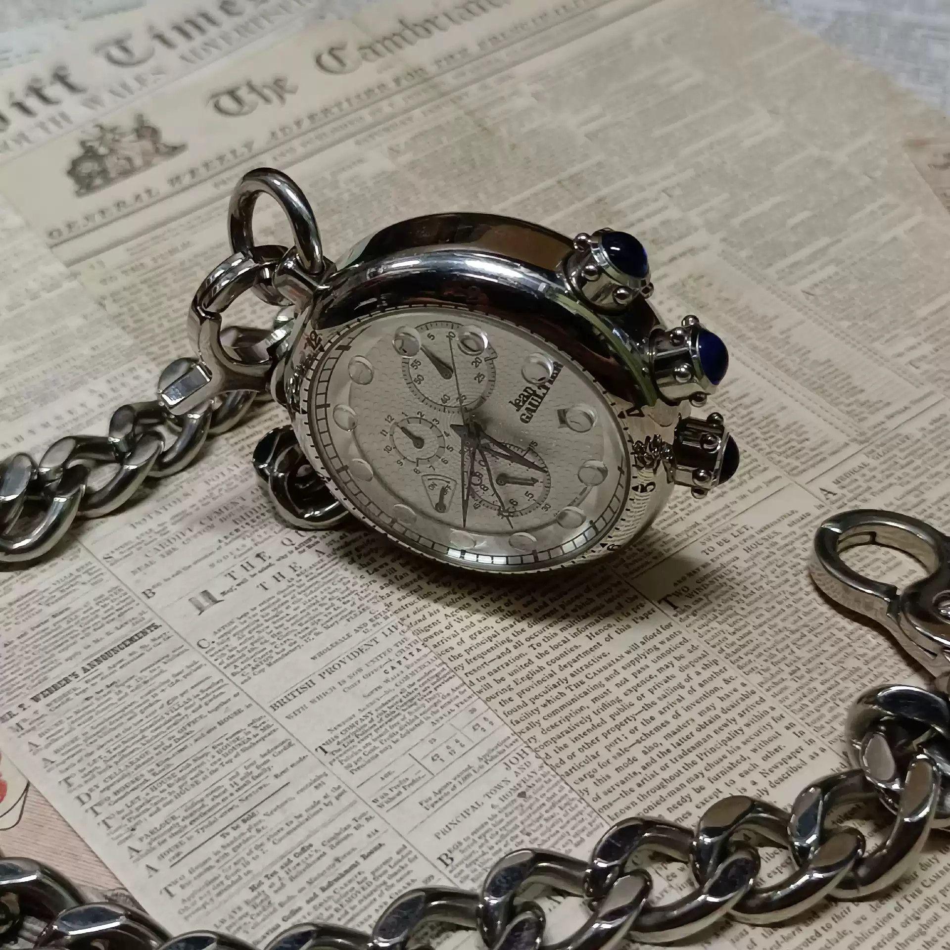Jean Paul Gaultier Jeanpaul gaultierfile Blue Stone Glass Pocket-watch Watch Size ONE SIZE - 3 Thumbnail