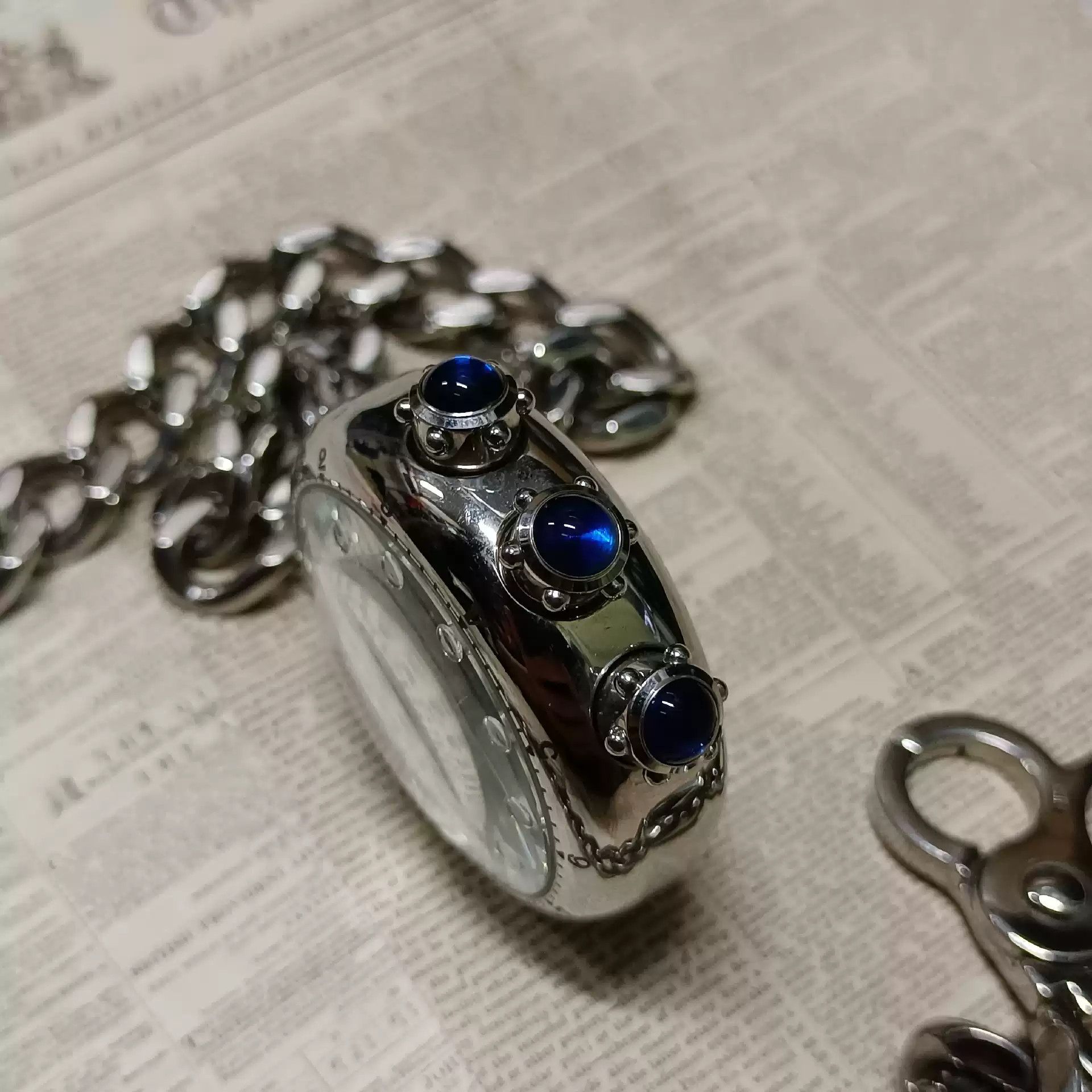 Jean Paul Gaultier Jeanpaul gaultierfile Blue Stone Glass Pocket-watch Watch Size ONE SIZE - 5 Thumbnail