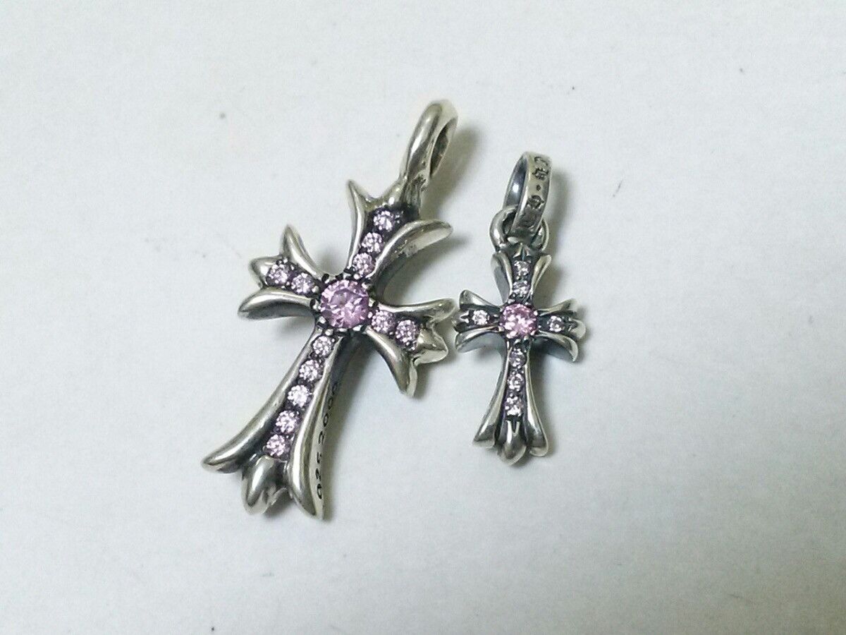 Chrome Hearts Pink Sapphire Baby Fat Small Cross | Grailed