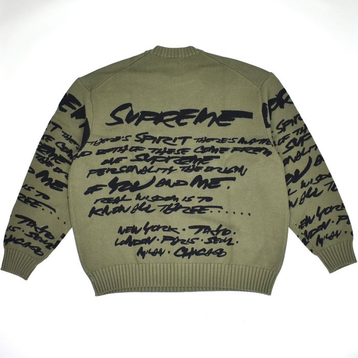 Supreme Supreme Futura Allover Print Sweater Olive | Grailed