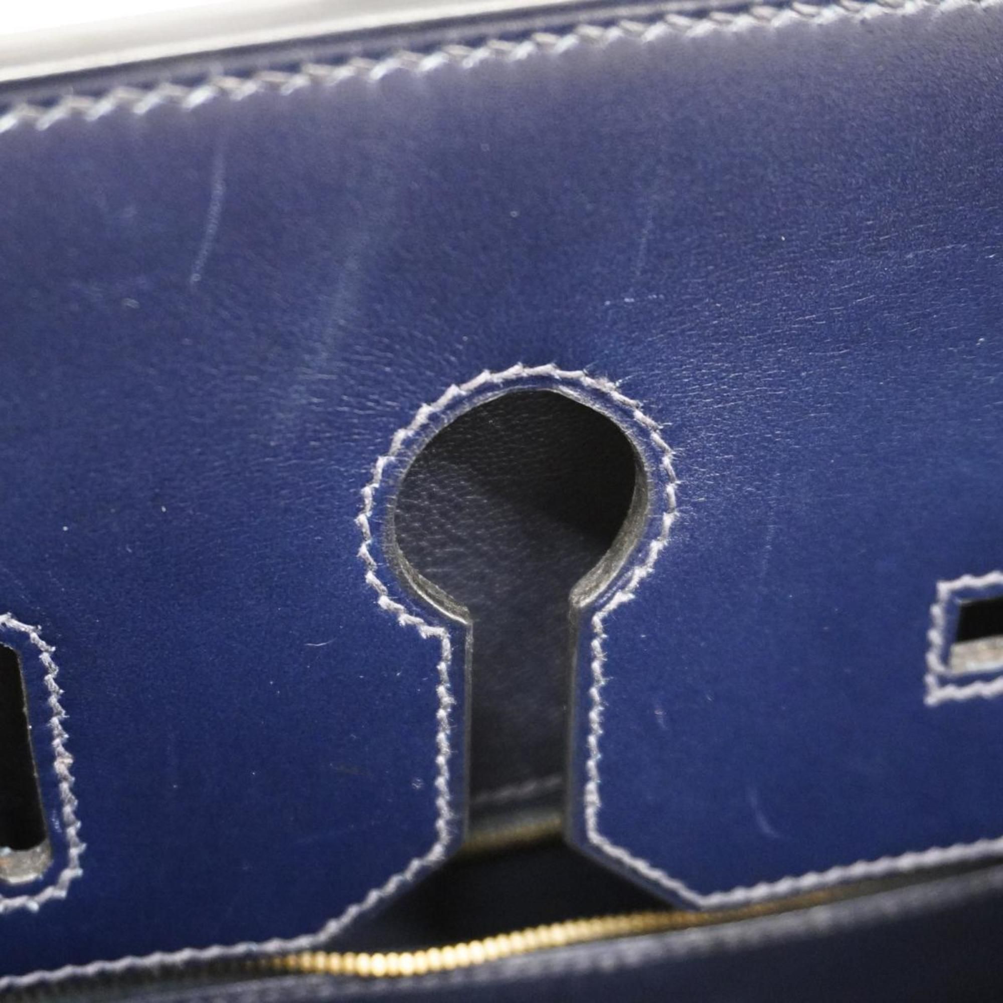 Hermes HERMES Handbag Birkin 35 C Engraved Box Calf Navy Ladies Size ONE SIZE - 9 Thumbnail