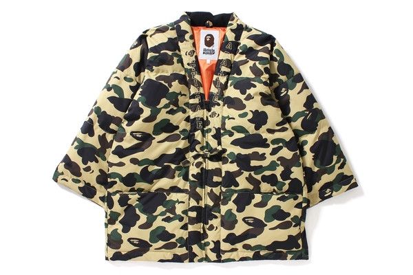 Bape Bape Yellow Camo Hanten Kimono Down Jacket Grailed