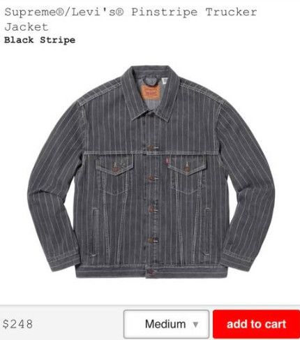 Supreme/Levi's Pinstripe Trucker Jacket Black