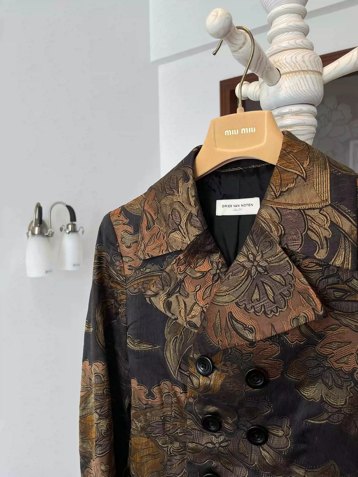 Dries van noten plant embroidery jacquard jacket coat