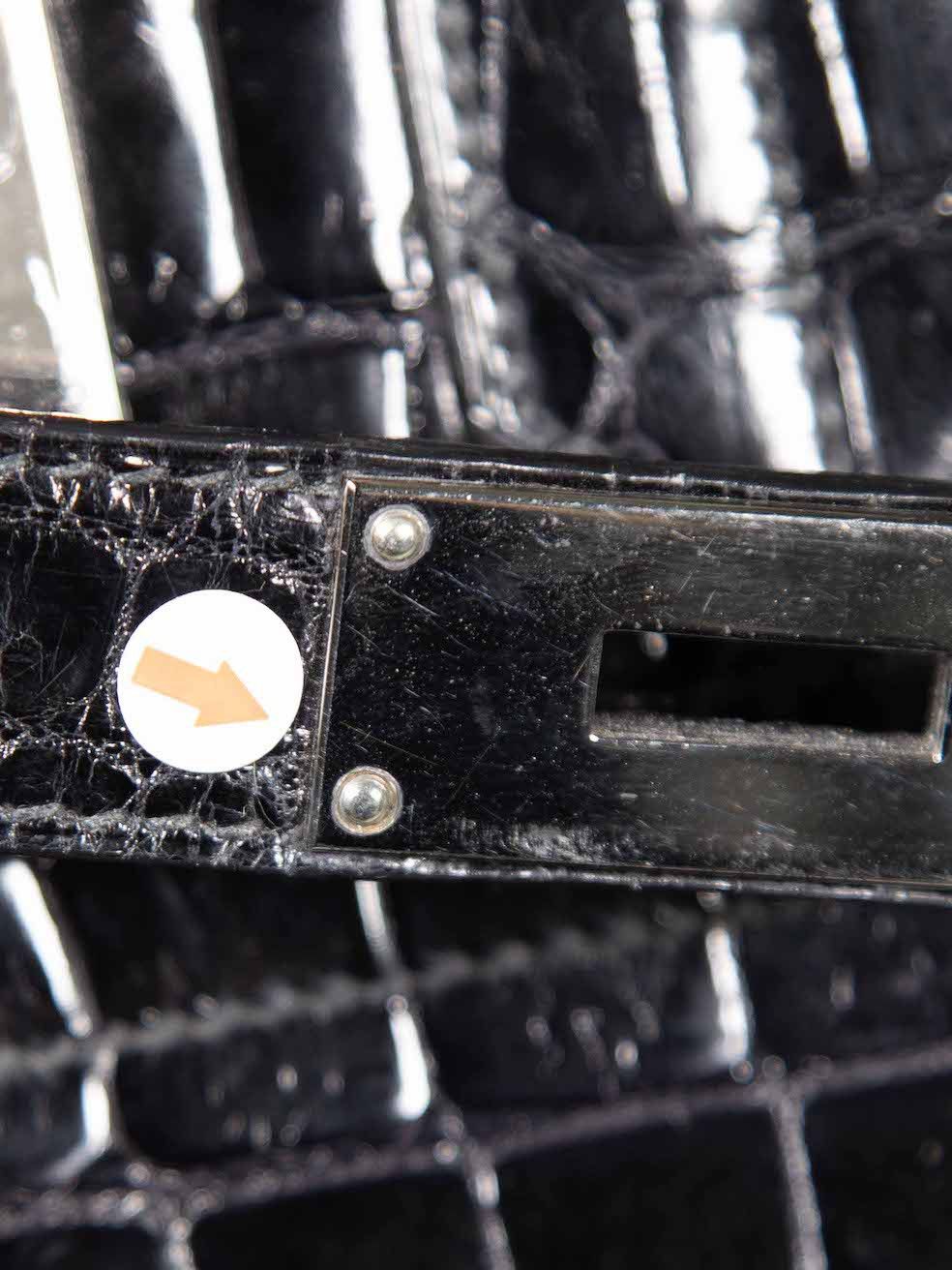 Hermes 1999 Noir Shiny Porosus Croc PHW Haut à Courroies Birkin 40 Size ONE SIZE - 13 Thumbnail