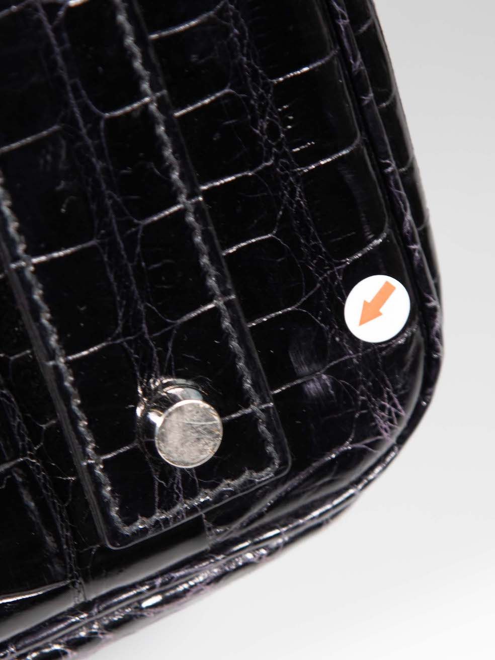 Hermes 1999 Noir Shiny Porosus Croc PHW Haut à Courroies Birkin 40 Size ONE SIZE - 10 Thumbnail