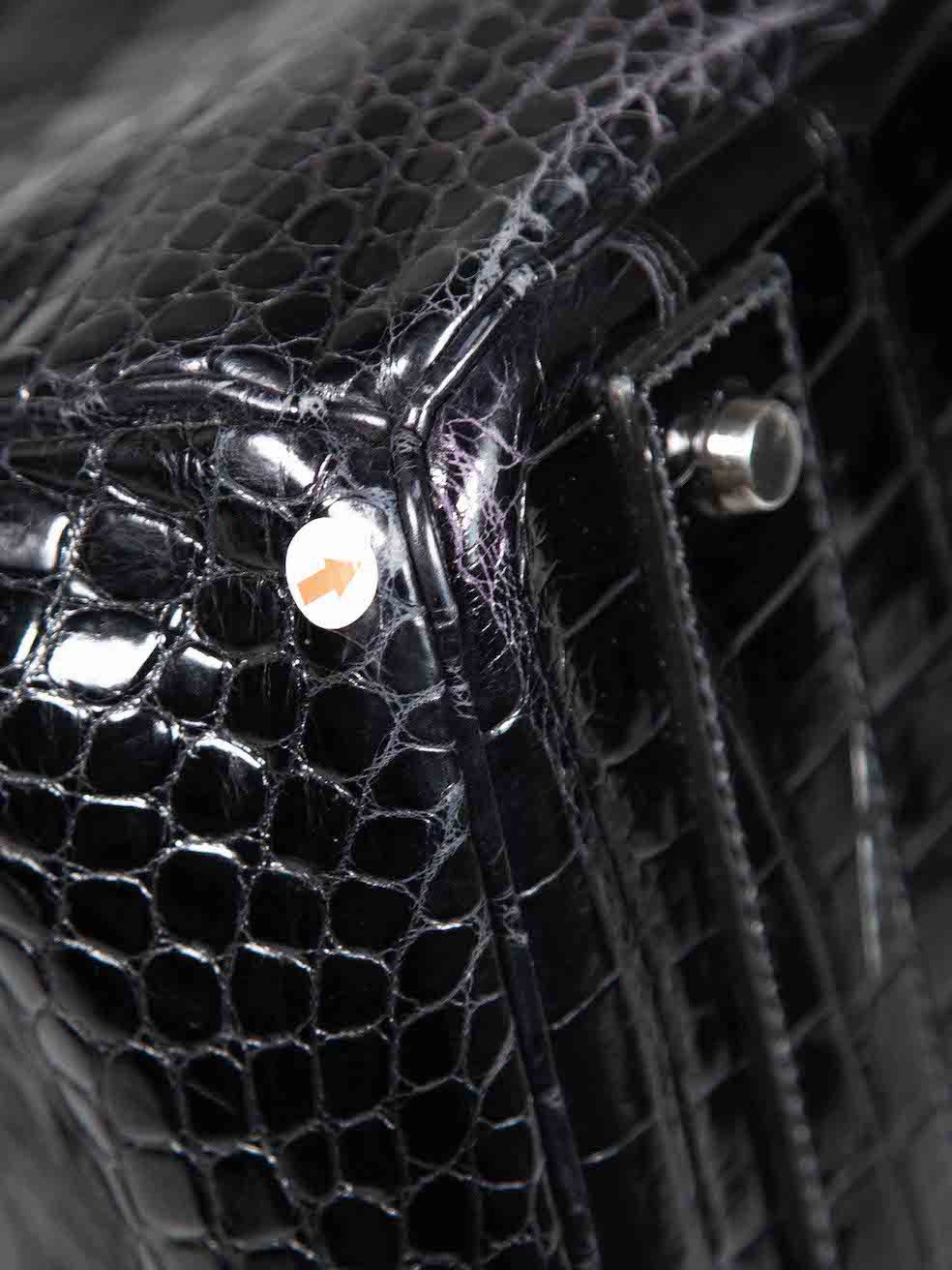 Hermes 1999 Noir Shiny Porosus Croc PHW Haut à Courroies Birkin 40 Size ONE SIZE - 11 Thumbnail