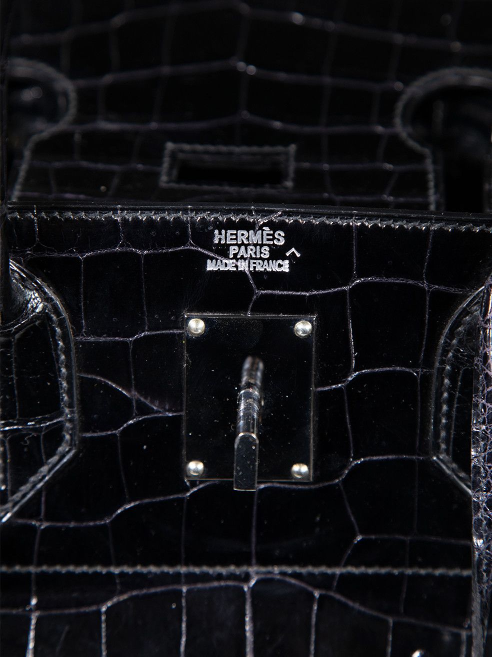 Hermes 1999 Noir Shiny Porosus Croc PHW Haut à Courroies Birkin 40 Size ONE SIZE - 8 Thumbnail