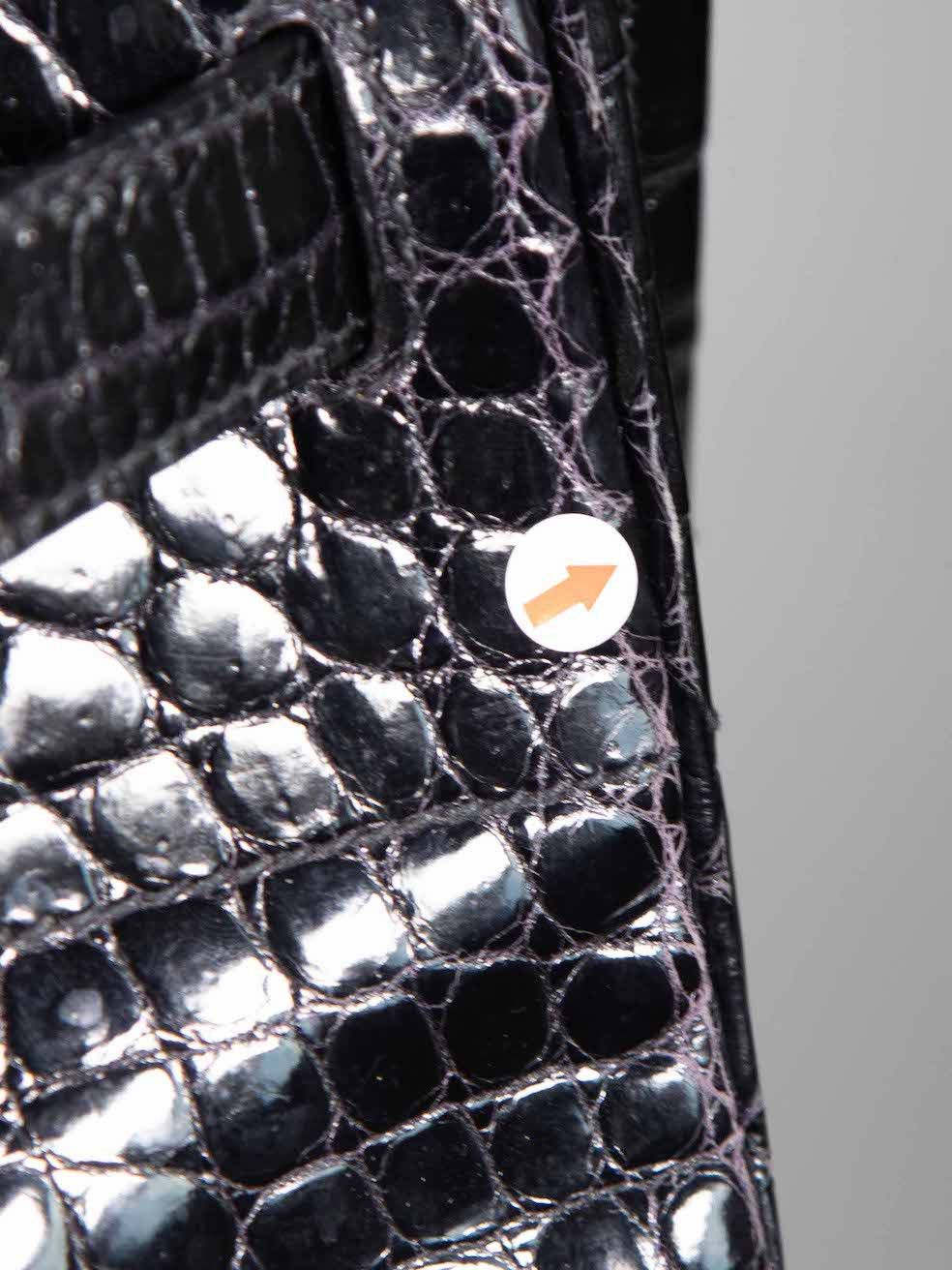 Hermes 1999 Noir Shiny Porosus Croc PHW Haut à Courroies Birkin 40 Size ONE SIZE - 16 Thumbnail