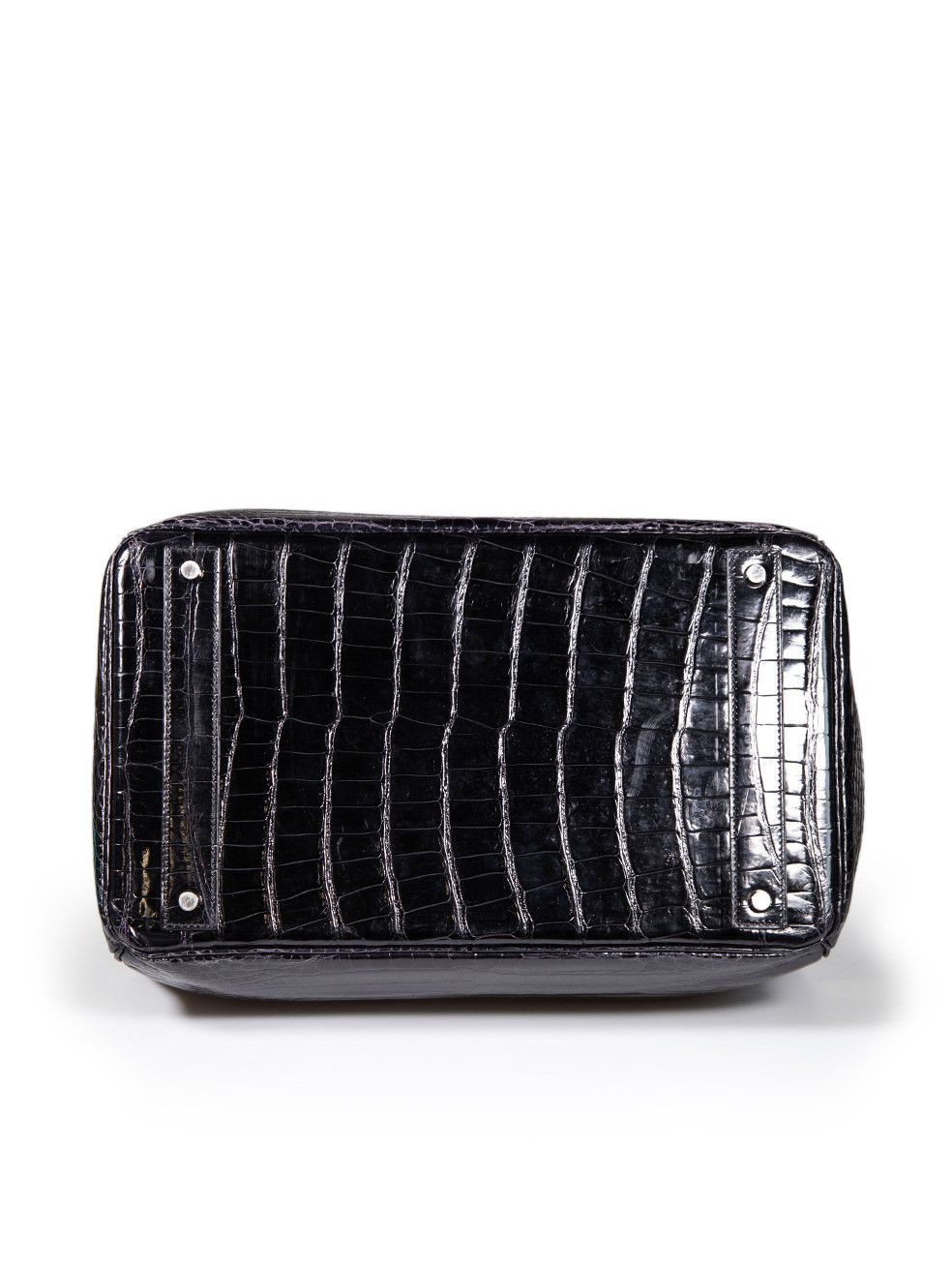 Hermes 1999 Noir Shiny Porosus Croc PHW Haut à Courroies Birkin 40 Size ONE SIZE - 4 Thumbnail