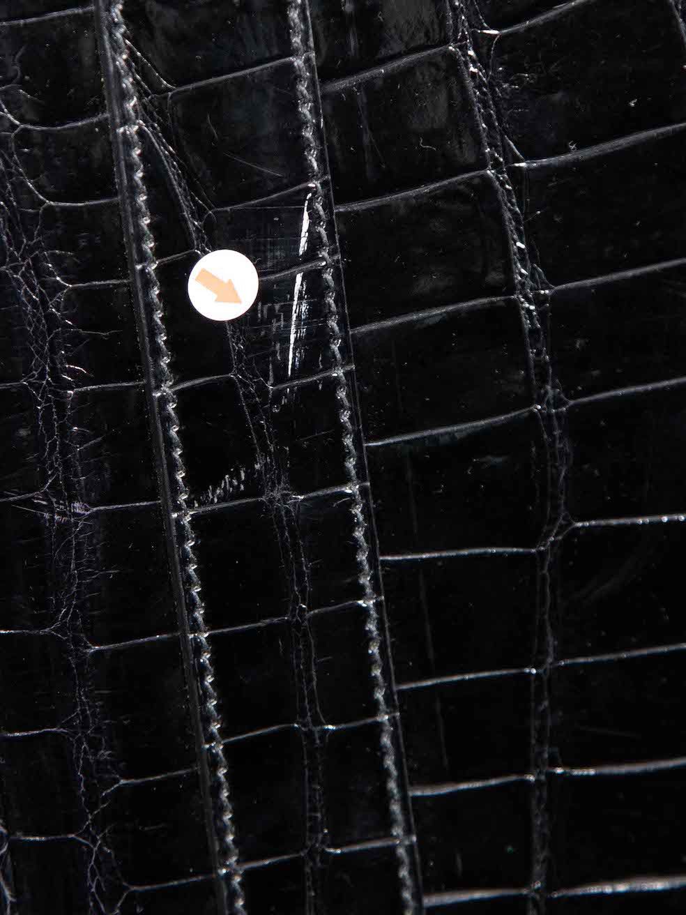 Hermes 1999 Noir Shiny Porosus Croc PHW Haut à Courroies Birkin 40 Size ONE SIZE - 18 Thumbnail