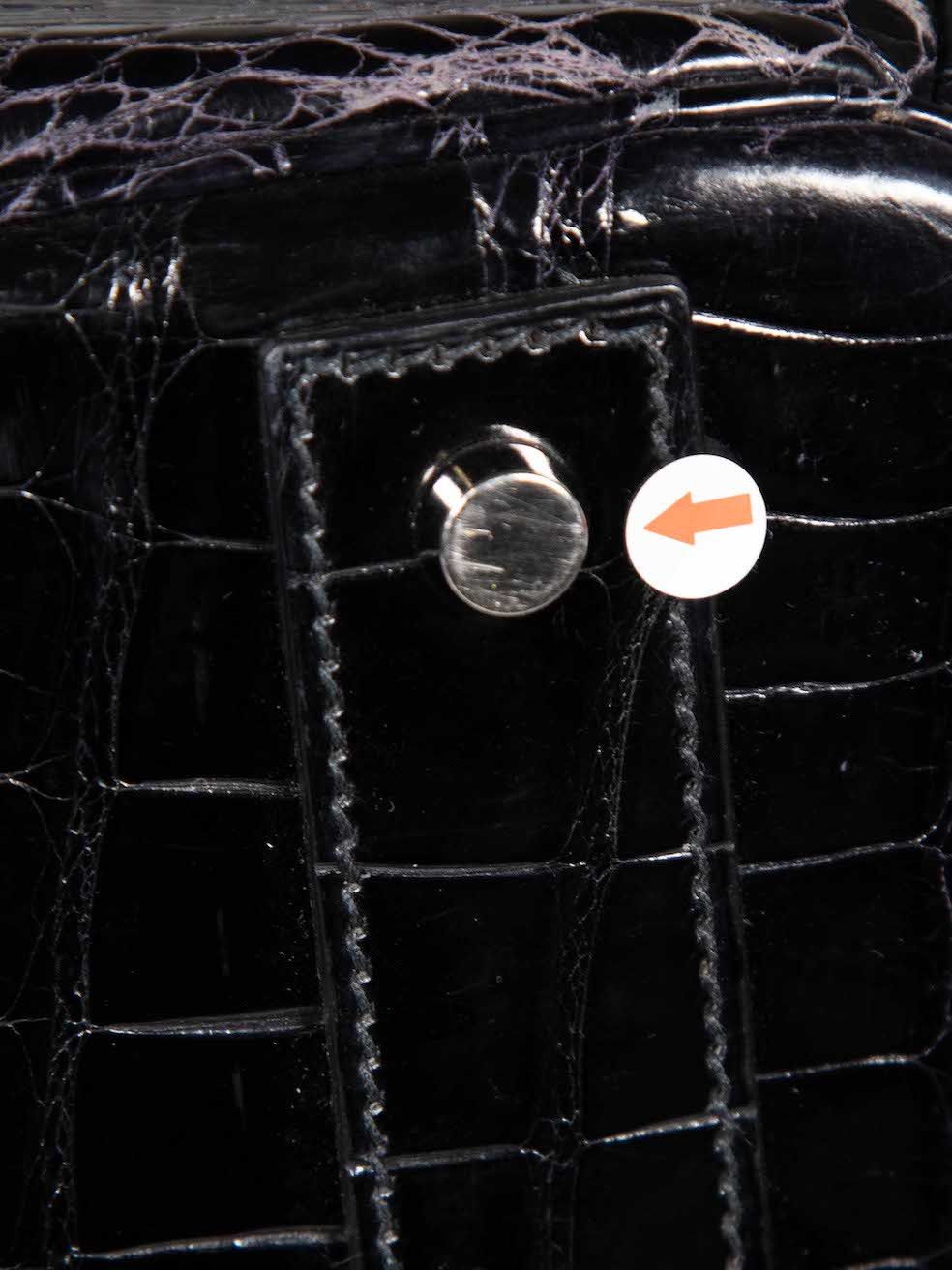 Hermes 1999 Noir Shiny Porosus Croc PHW Haut à Courroies Birkin 40 Size ONE SIZE - 17 Thumbnail