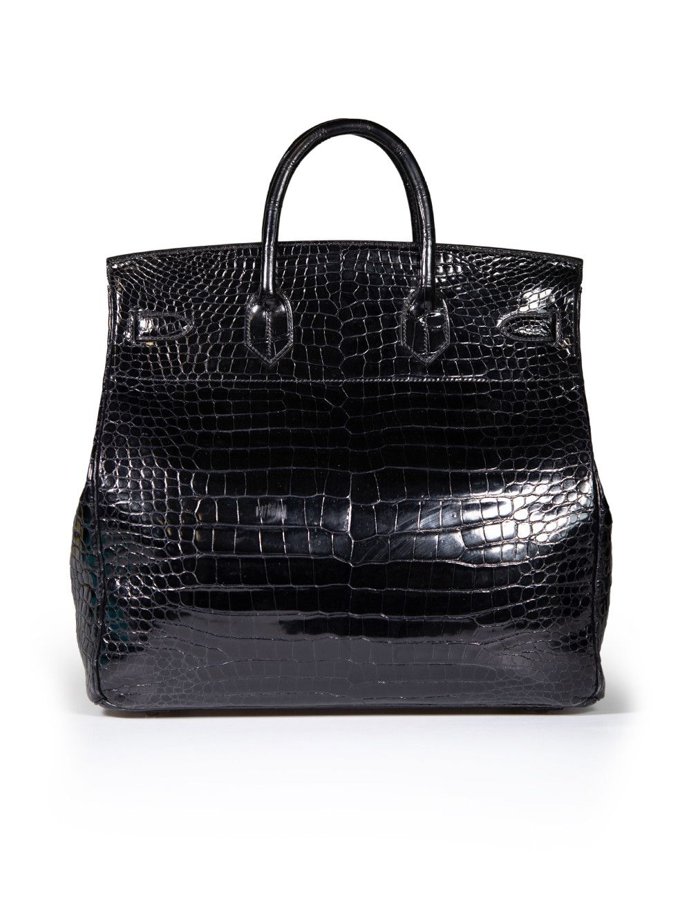 Hermes 1999 Noir Shiny Porosus Croc PHW Haut à Courroies Birkin 40 Size ONE SIZE - 3 Thumbnail