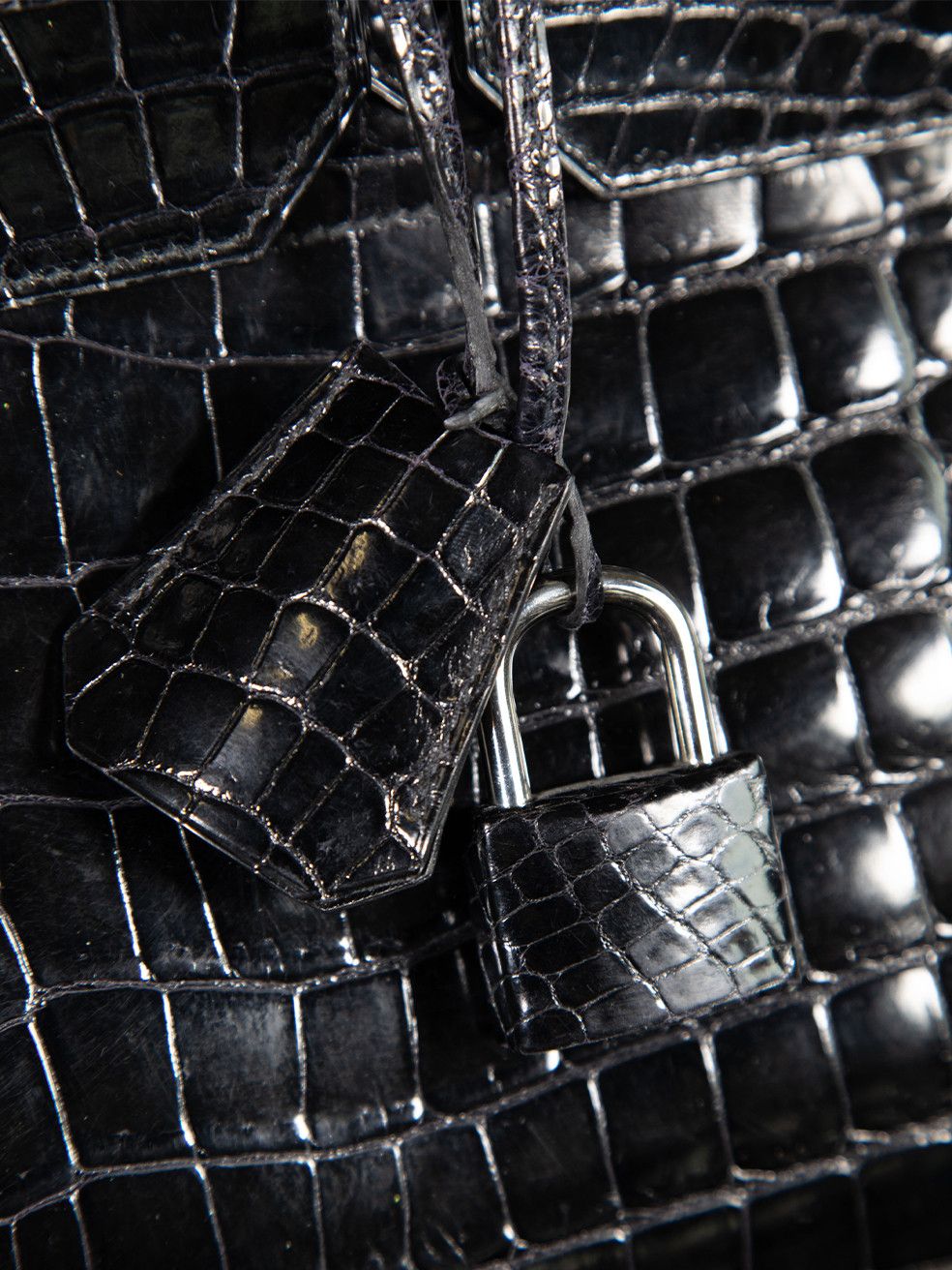Hermes 1999 Noir Shiny Porosus Croc PHW Haut à Courroies Birkin 40 Size ONE SIZE - 7 Thumbnail