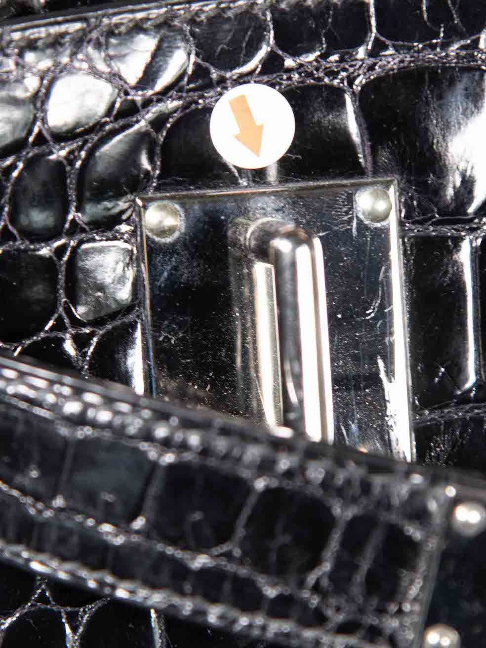 Hermes 1999 Noir Shiny Porosus Croc PHW Haut à Courroies Birkin 40 Size ONE SIZE - 14 Thumbnail