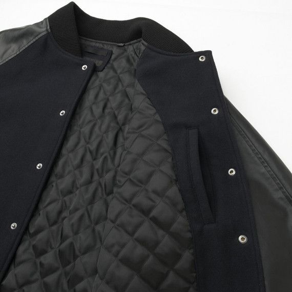 Uniqlo Navy Faux Leather Varsity Jacket Size US S / EU 44-46 / 1 - 3 Thumbnail
