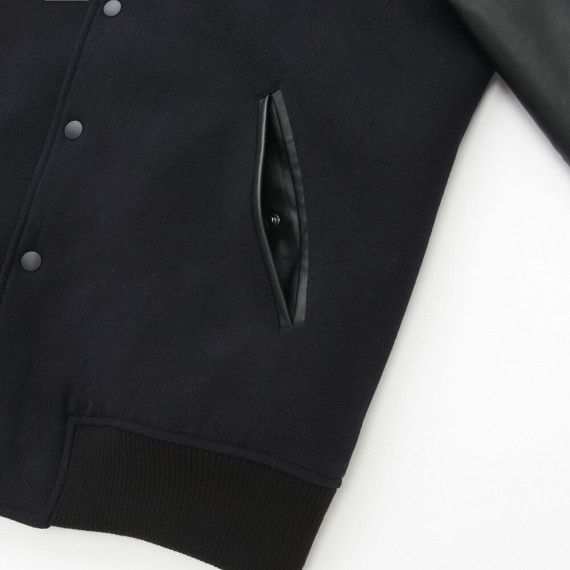 Uniqlo Navy Faux Leather Varsity Jacket Size US S / EU 44-46 / 1 - 4 Thumbnail