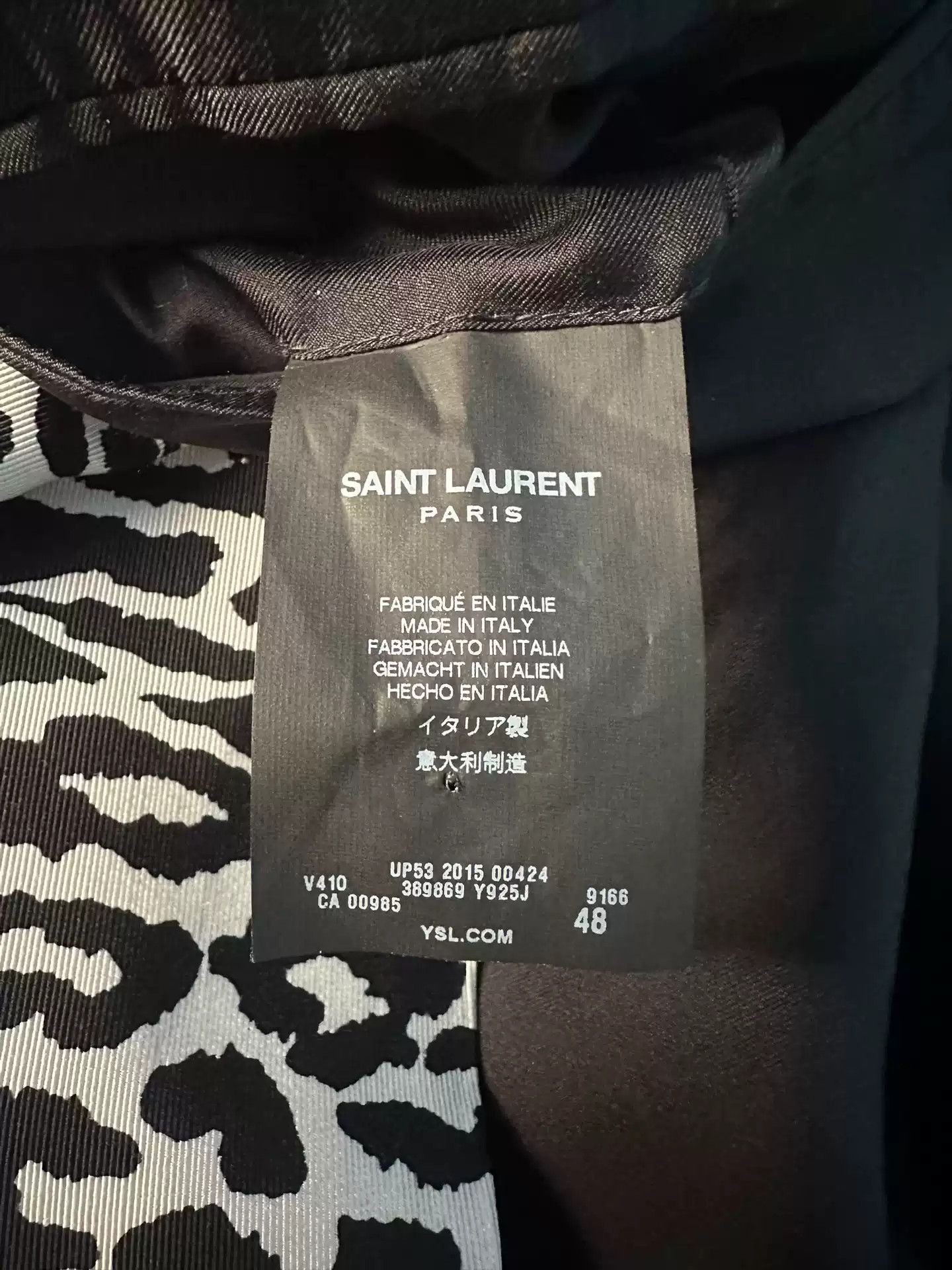 Saint Laurent Paris Saint Laurent FW15 black and white leopard suit Size US M / EU 48-50 / 2 - 4 Thumbnail
