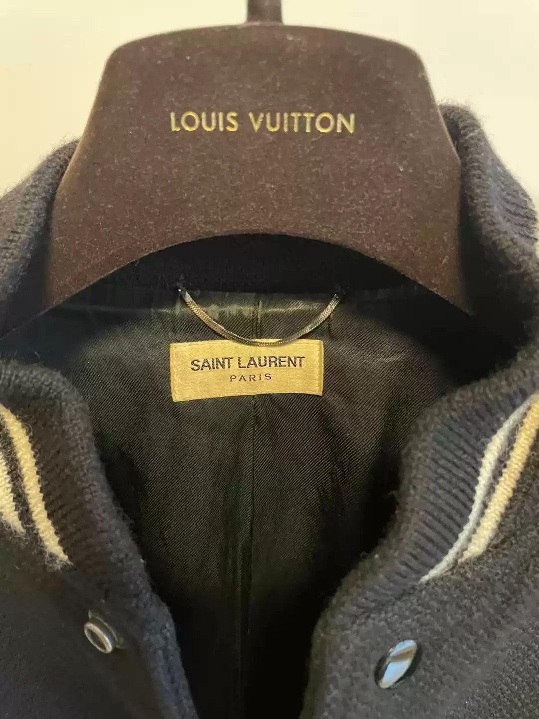 Saint Laurent black and white classic baseball uniform