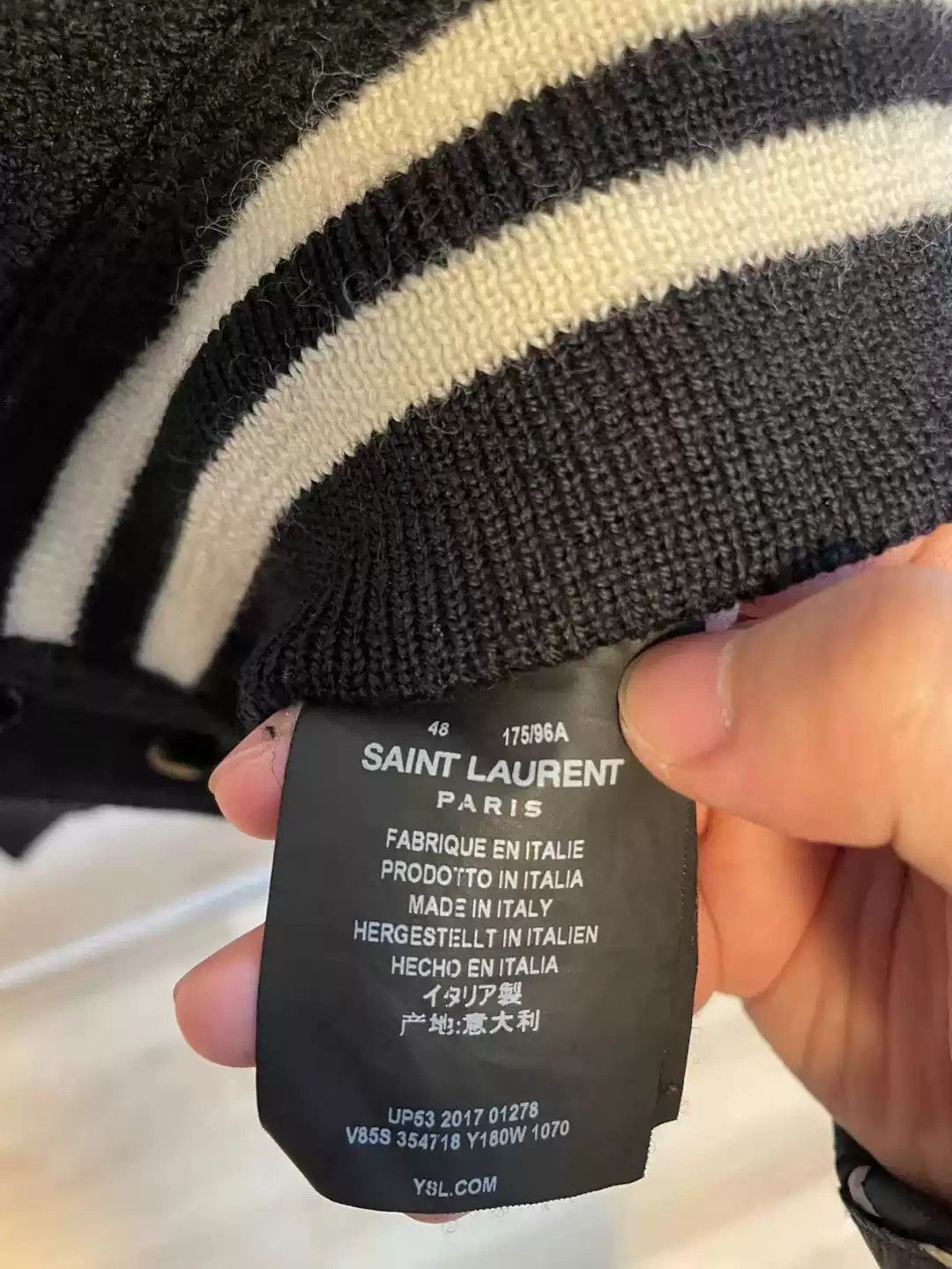 Saint Laurent black and white classic baseball uniform