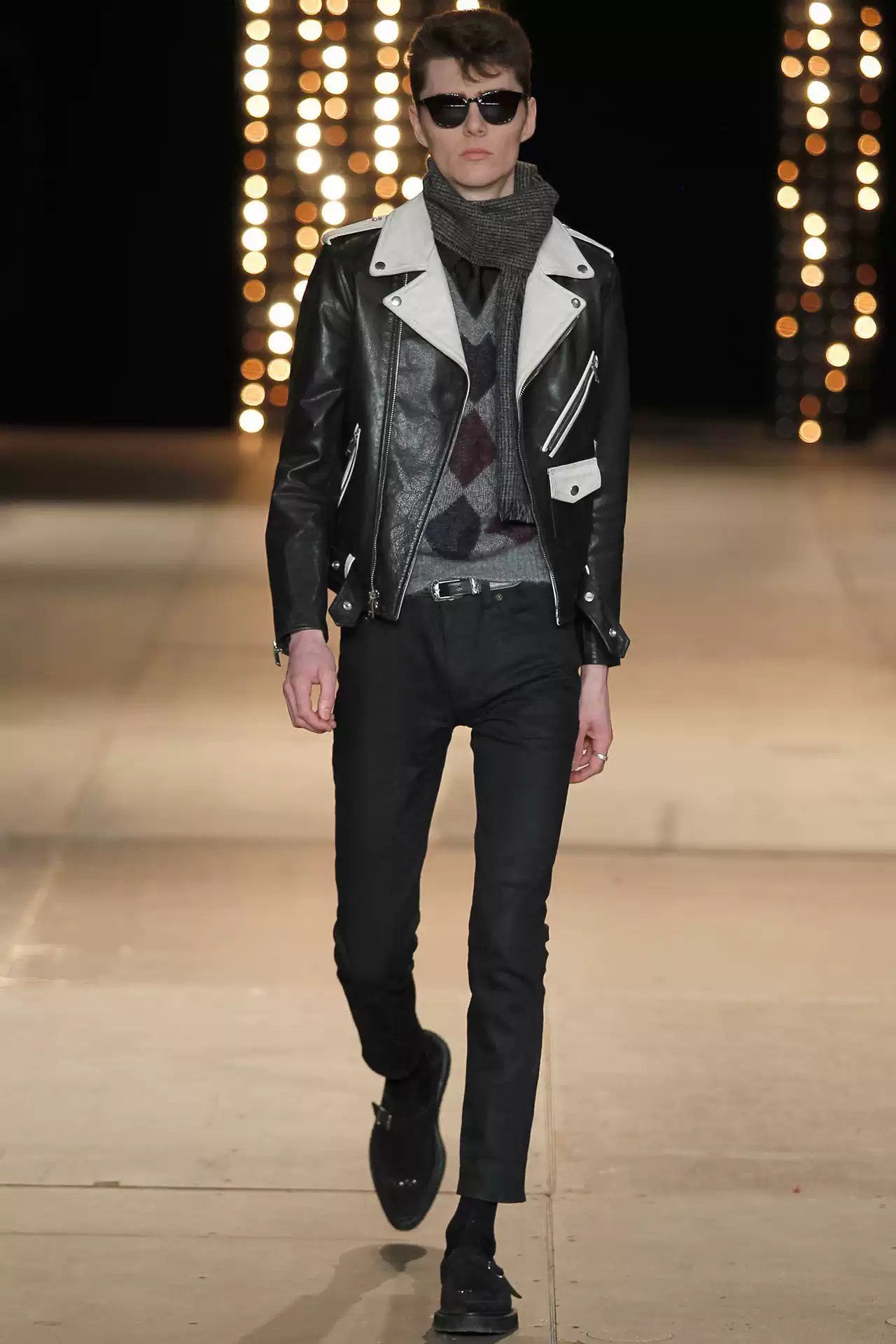 Saint Laurent Paris Saint Laurent slp14fw black and white motorcycle leather Size US L / EU 52-54 / 3 - 6 Thumbnail