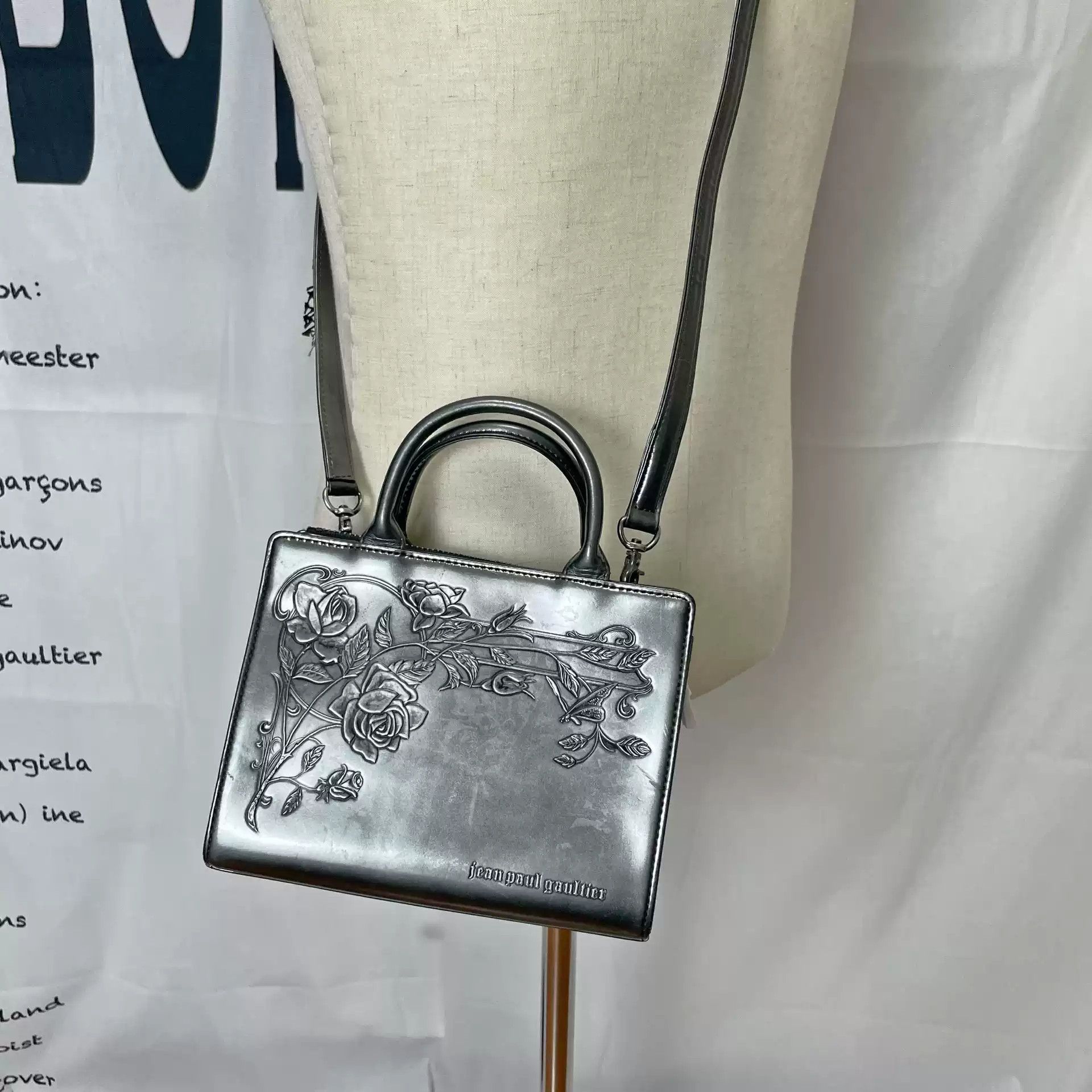Jean Paul Gaultier John Paul Goultier Gold Gun Print Silver Square Bag Size ONE SIZE - 2 Thumbnail