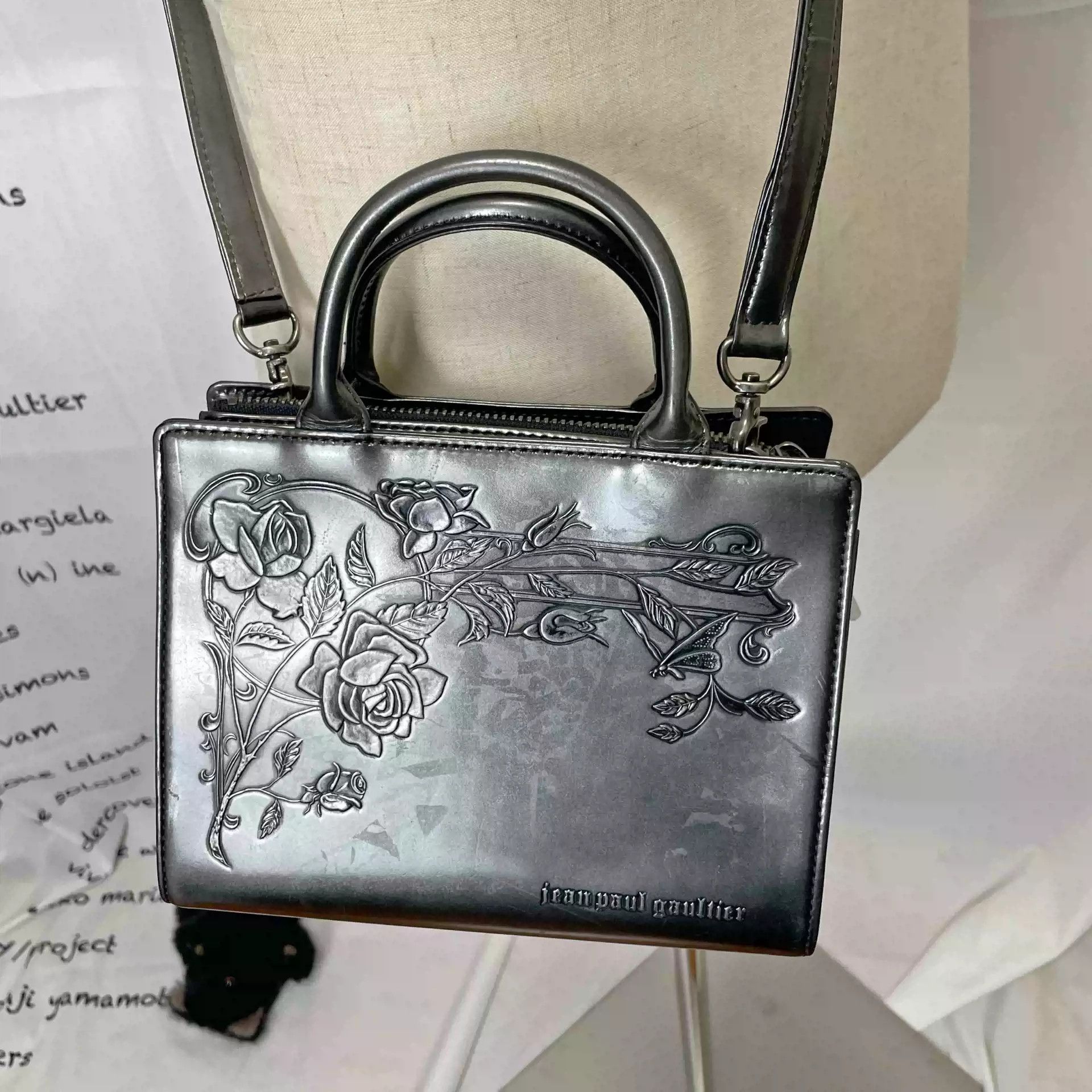 Jean Paul Gaultier John Paul Goultier Gold Gun Print Silver Square Bag Size ONE SIZE - 3 Thumbnail