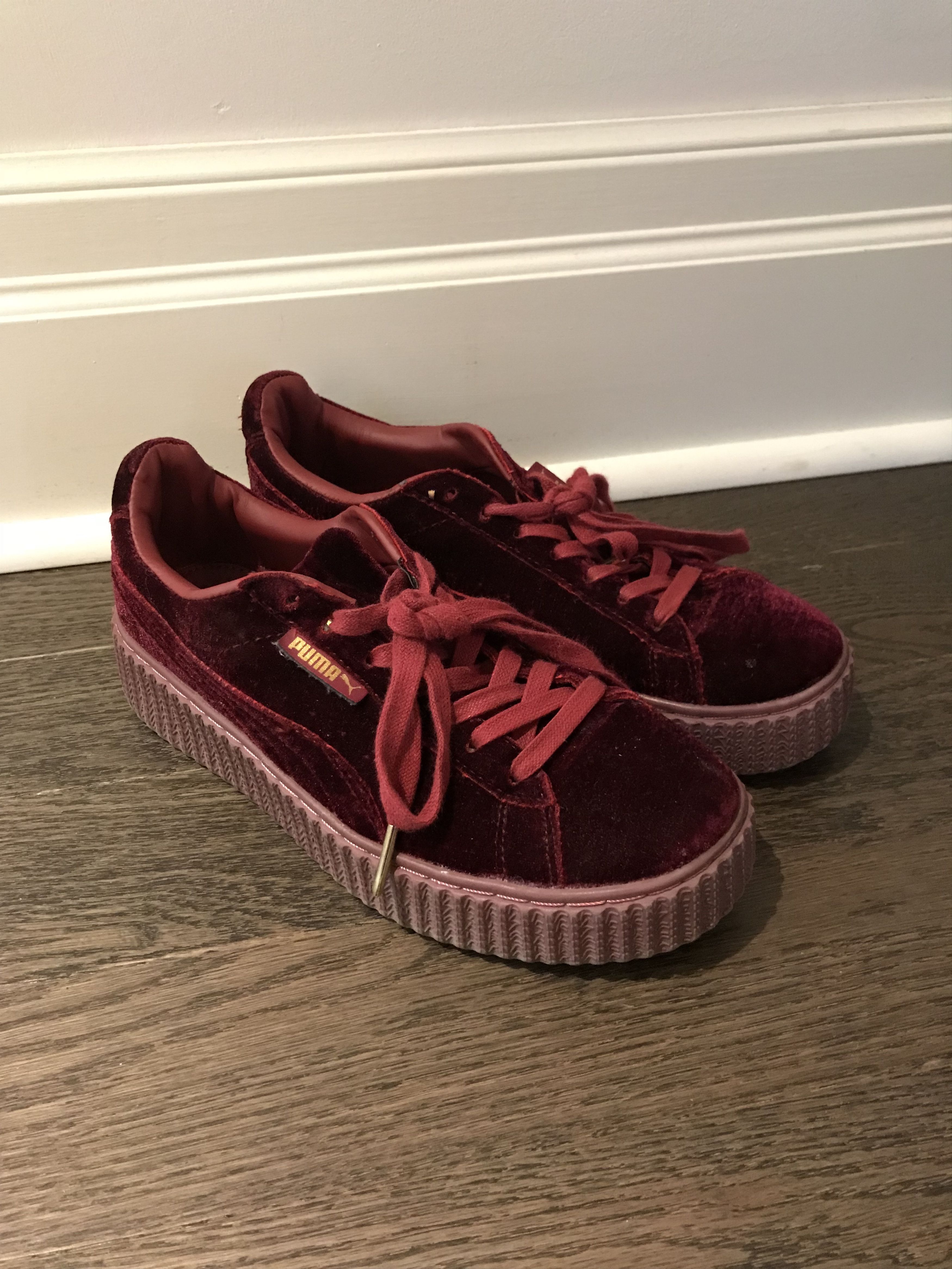 Puma X Rihanna Fenty Puma Burgundy Velvet Creepers Grailed
