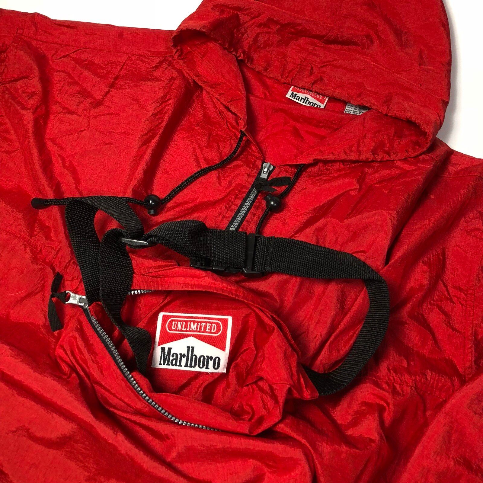 Vintage 🚬🚬 Vintage 90’s Marlboro red packable anorak windbreaker waist ...