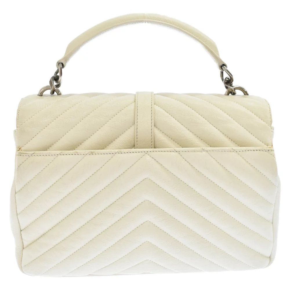Yves Saint Laurent Paris Satchel 2way Chain Shoulder Bag White