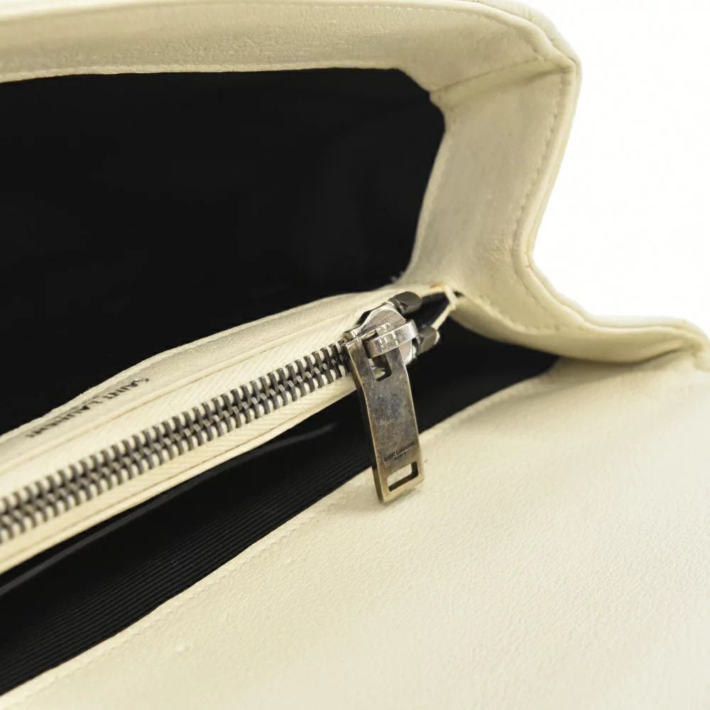 Yves Saint Laurent Paris Satchel 2way Chain Shoulder Bag White