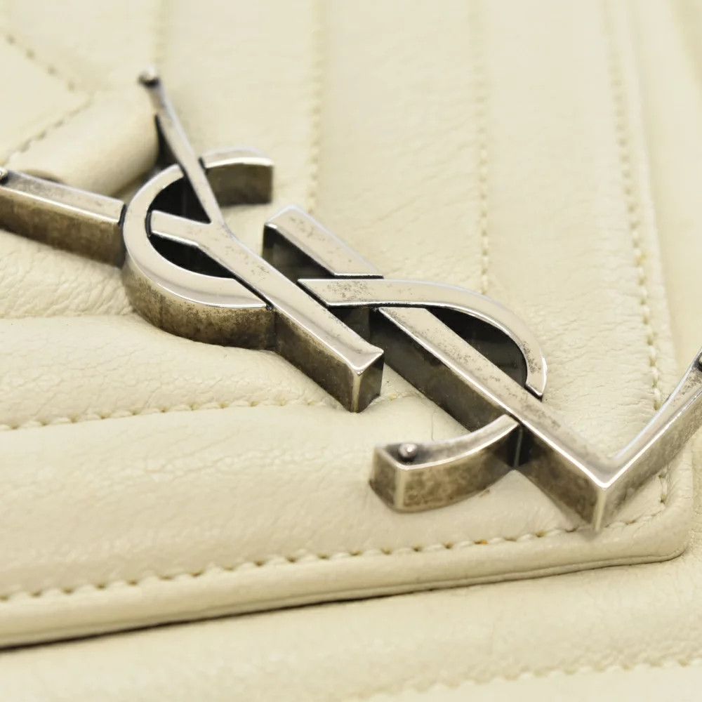 Yves Saint Laurent Paris Satchel 2way Chain Shoulder Bag White