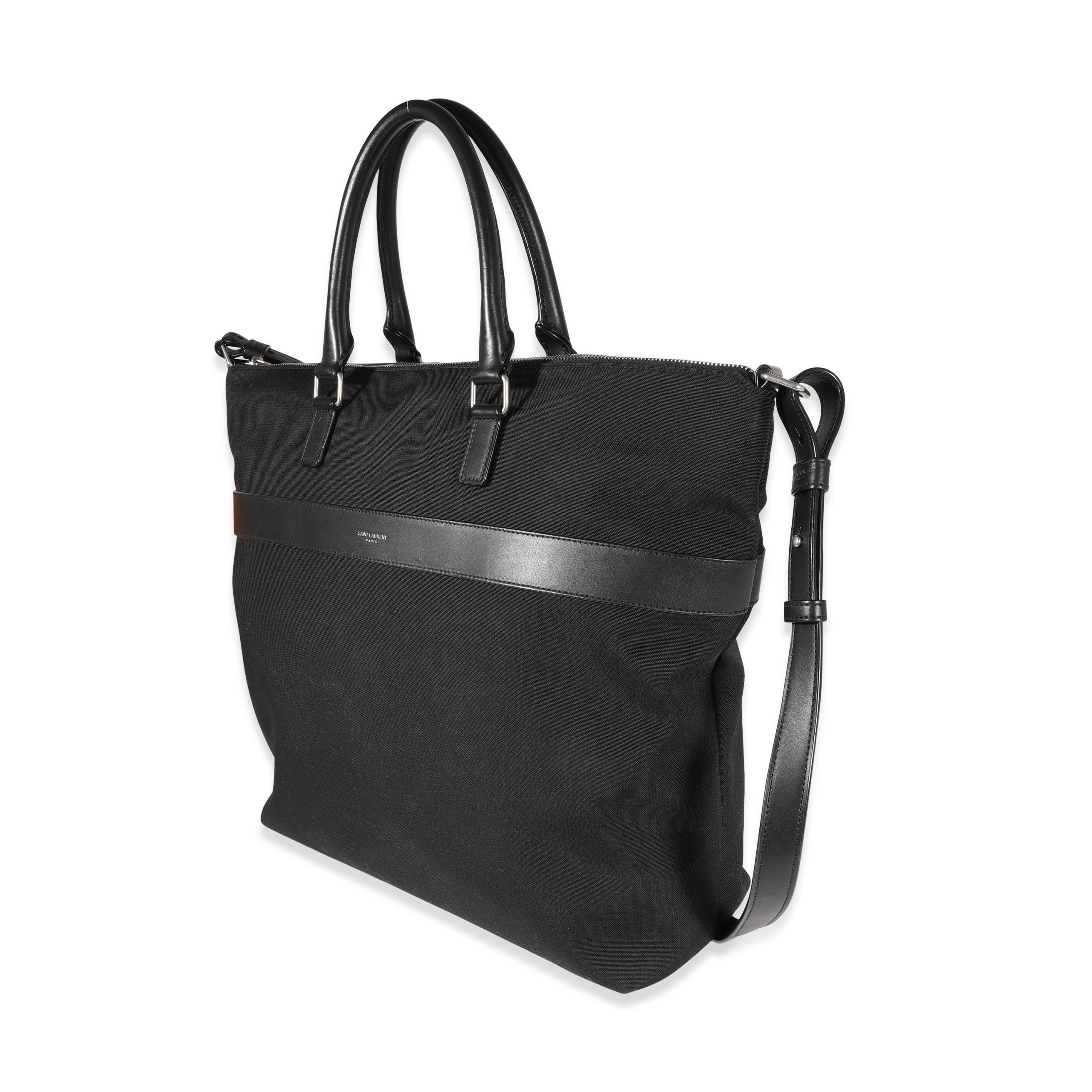 Yves Saint Laurent Black Canvas & Leather Tote