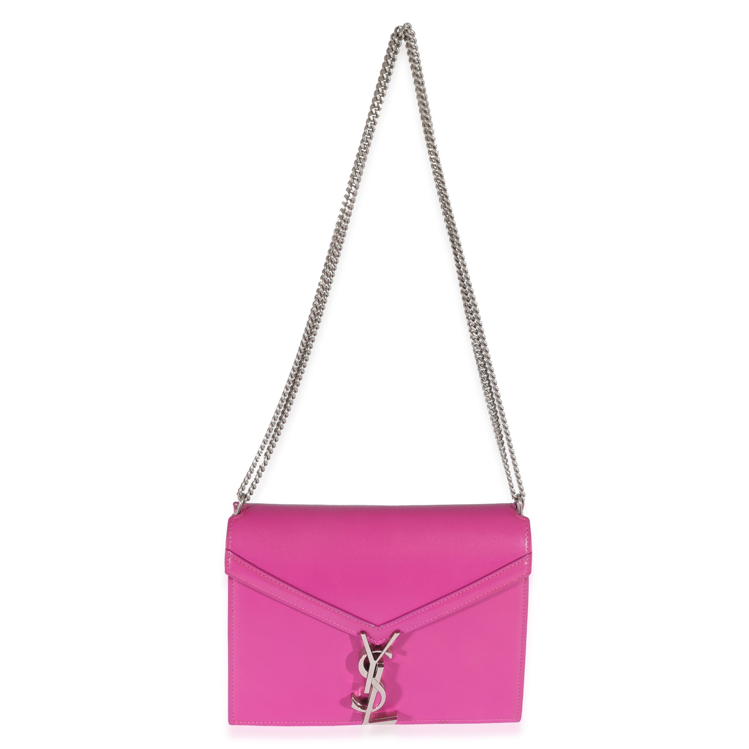 Yves Saint Laurent Fuchsia Calfskin Cassandra Monogram Chain Bag