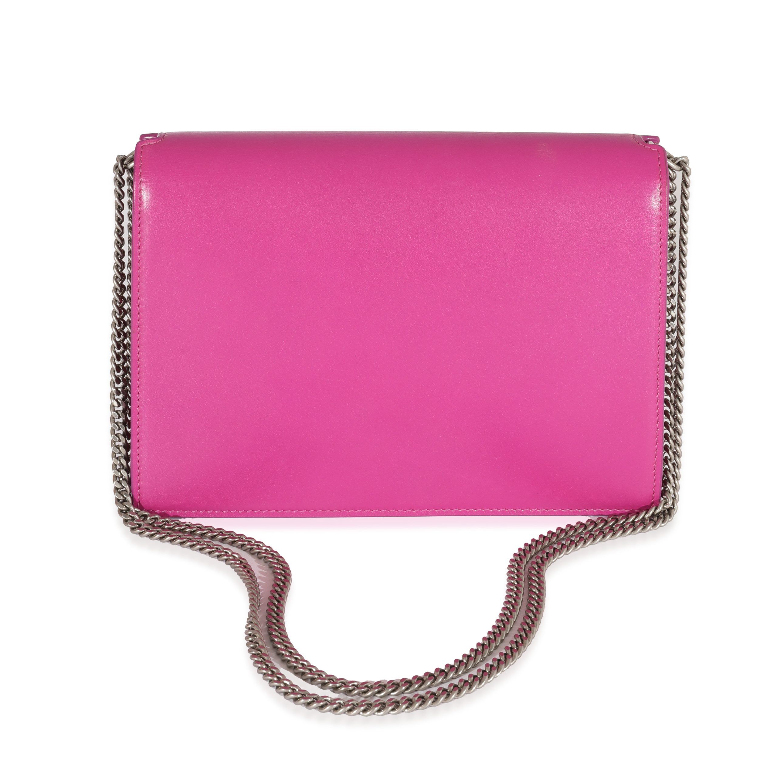 Yves Saint Laurent Fuchsia Calfskin Cassandra Monogram Chain Bag