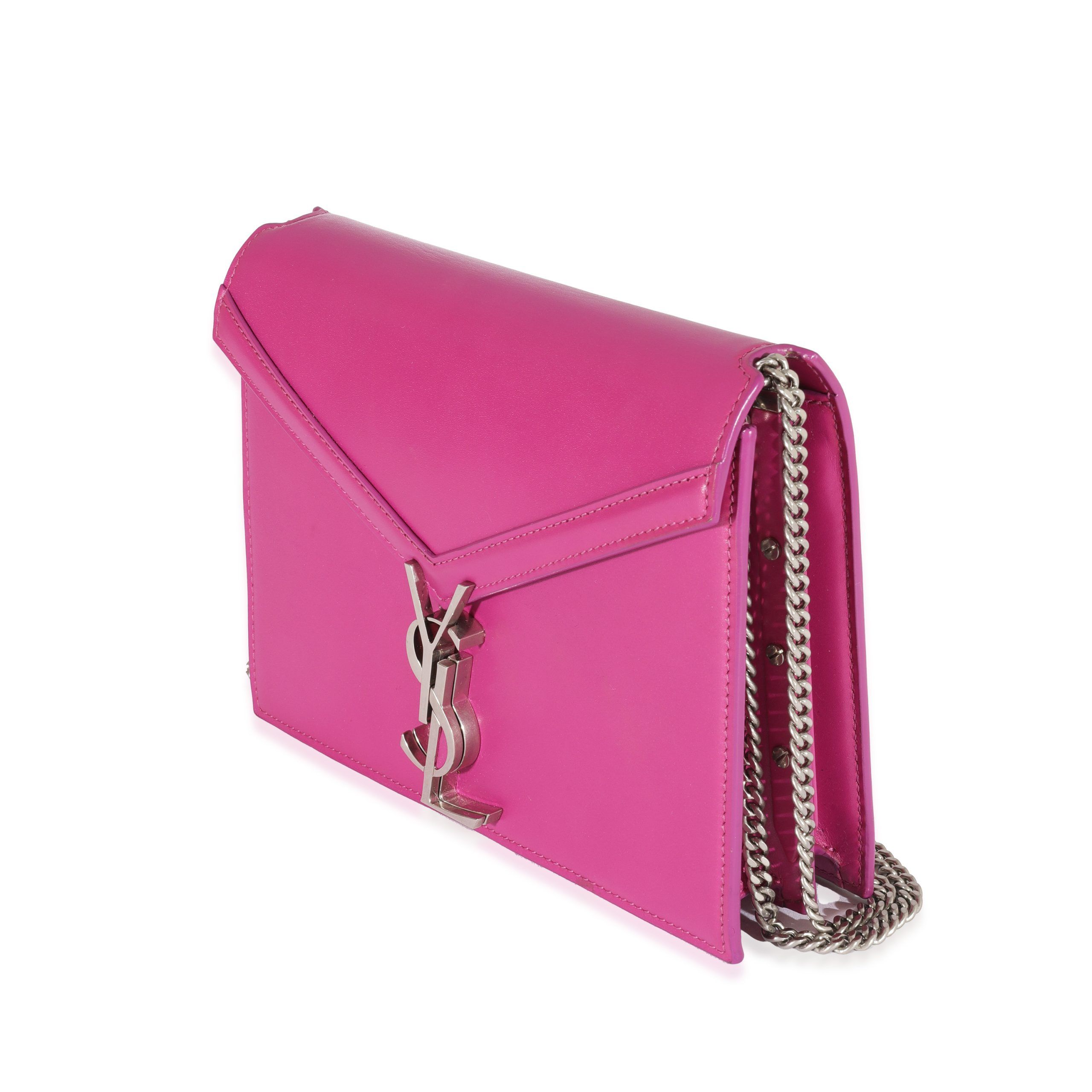 Yves Saint Laurent Fuchsia Calfskin Cassandra Monogram Chain Bag