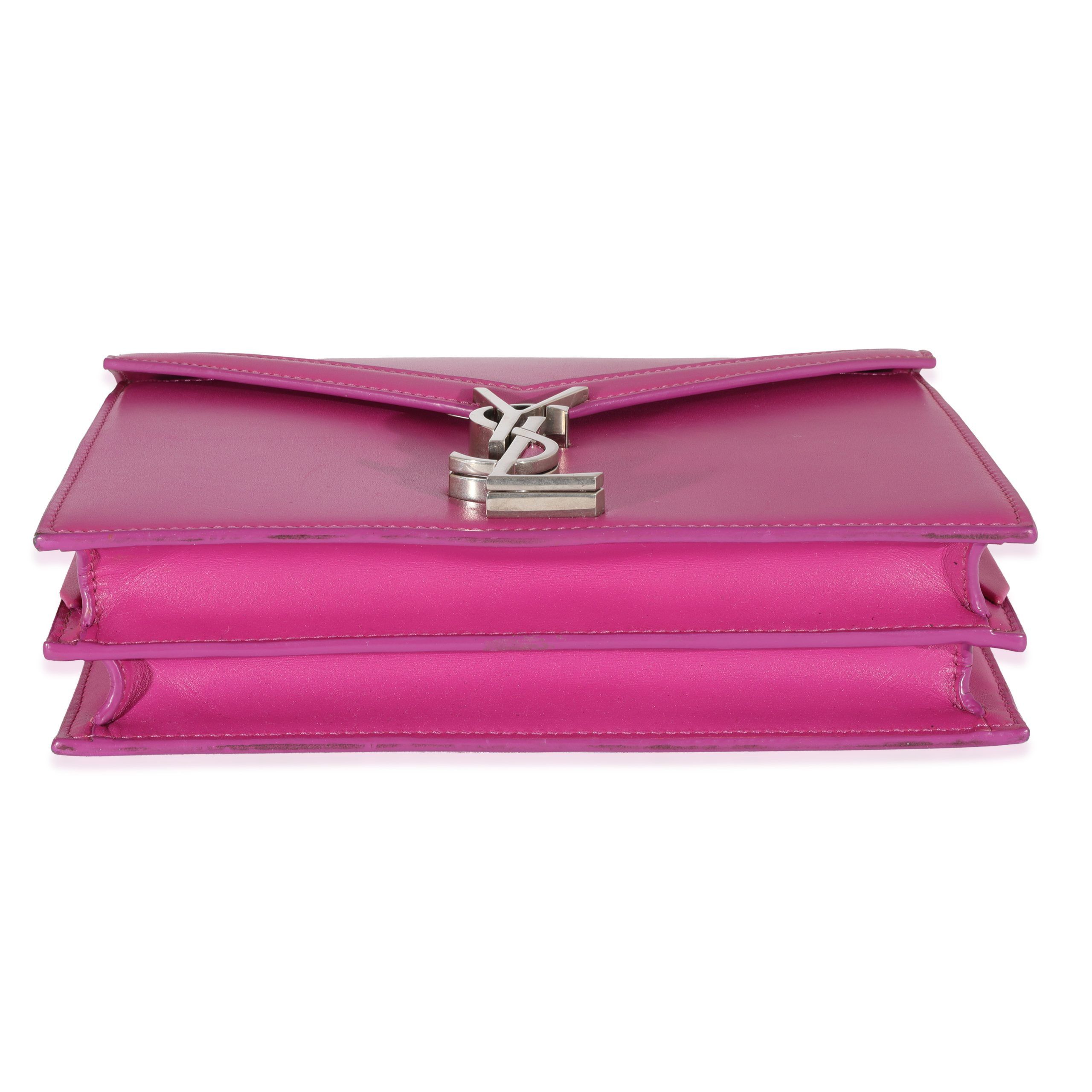 Yves Saint Laurent Fuchsia Calfskin Cassandra Monogram Chain Bag