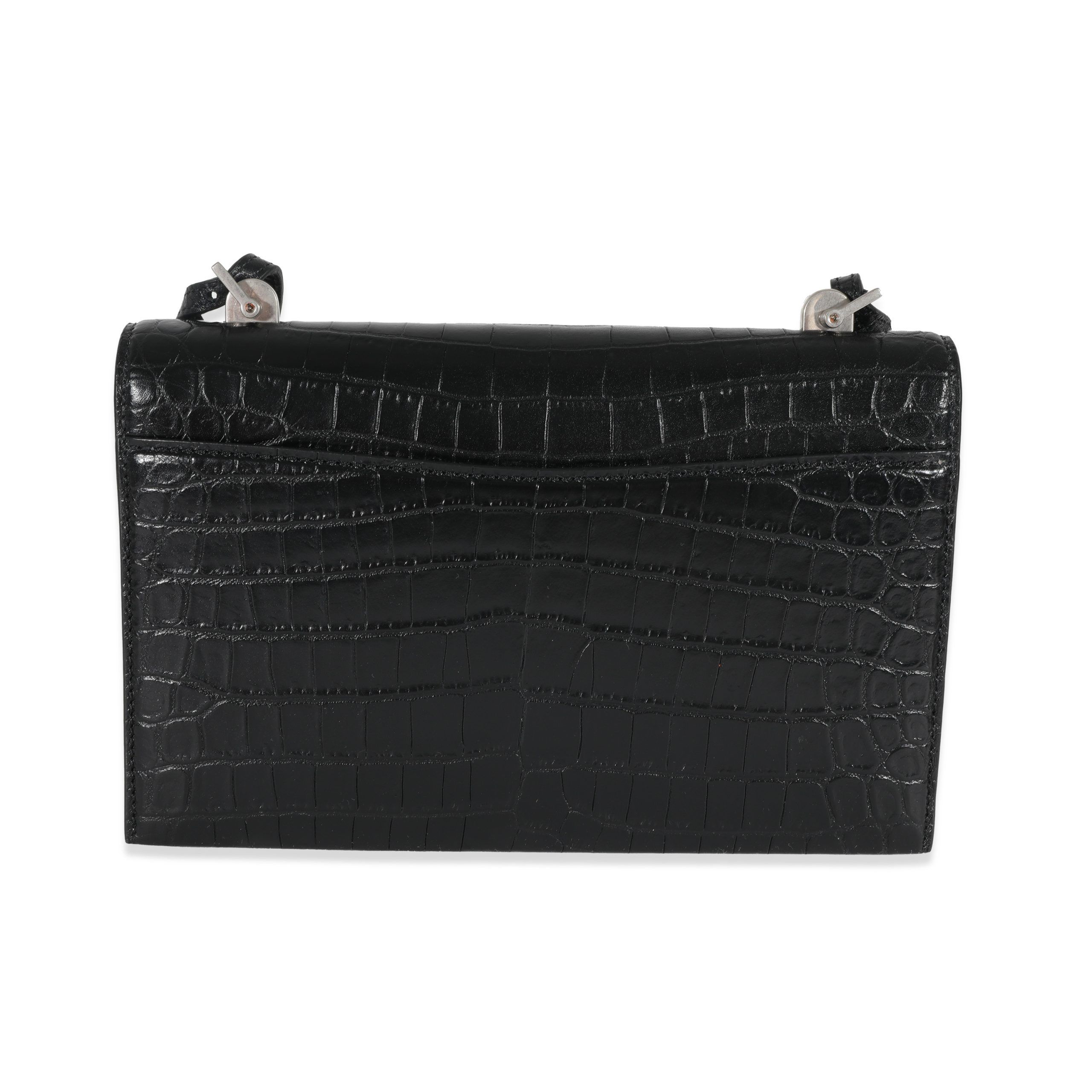 Yves Saint Laurent Black Croc Embossed Babylone Bag