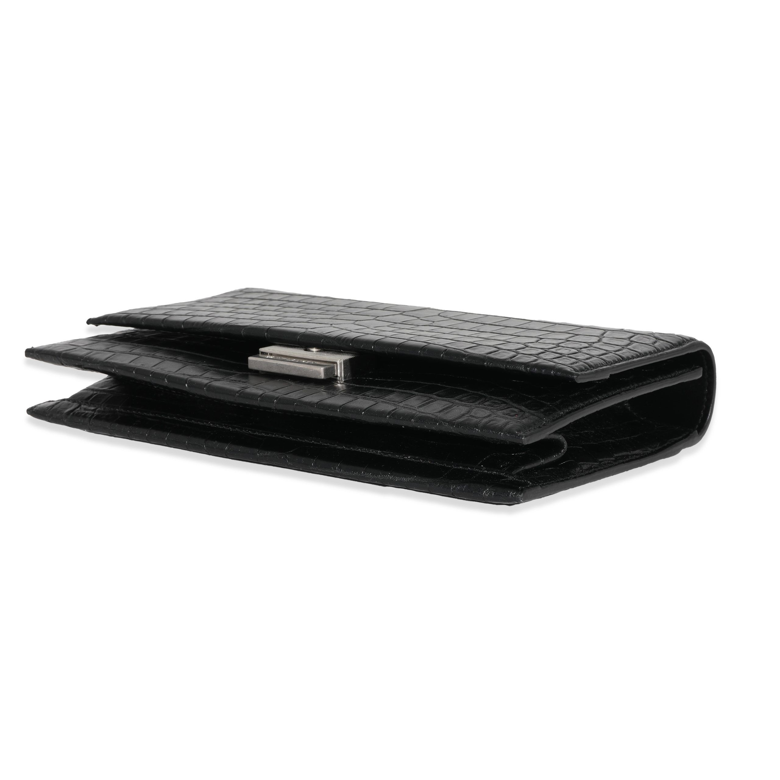 Yves Saint Laurent Black Croc Embossed Babylone Bag