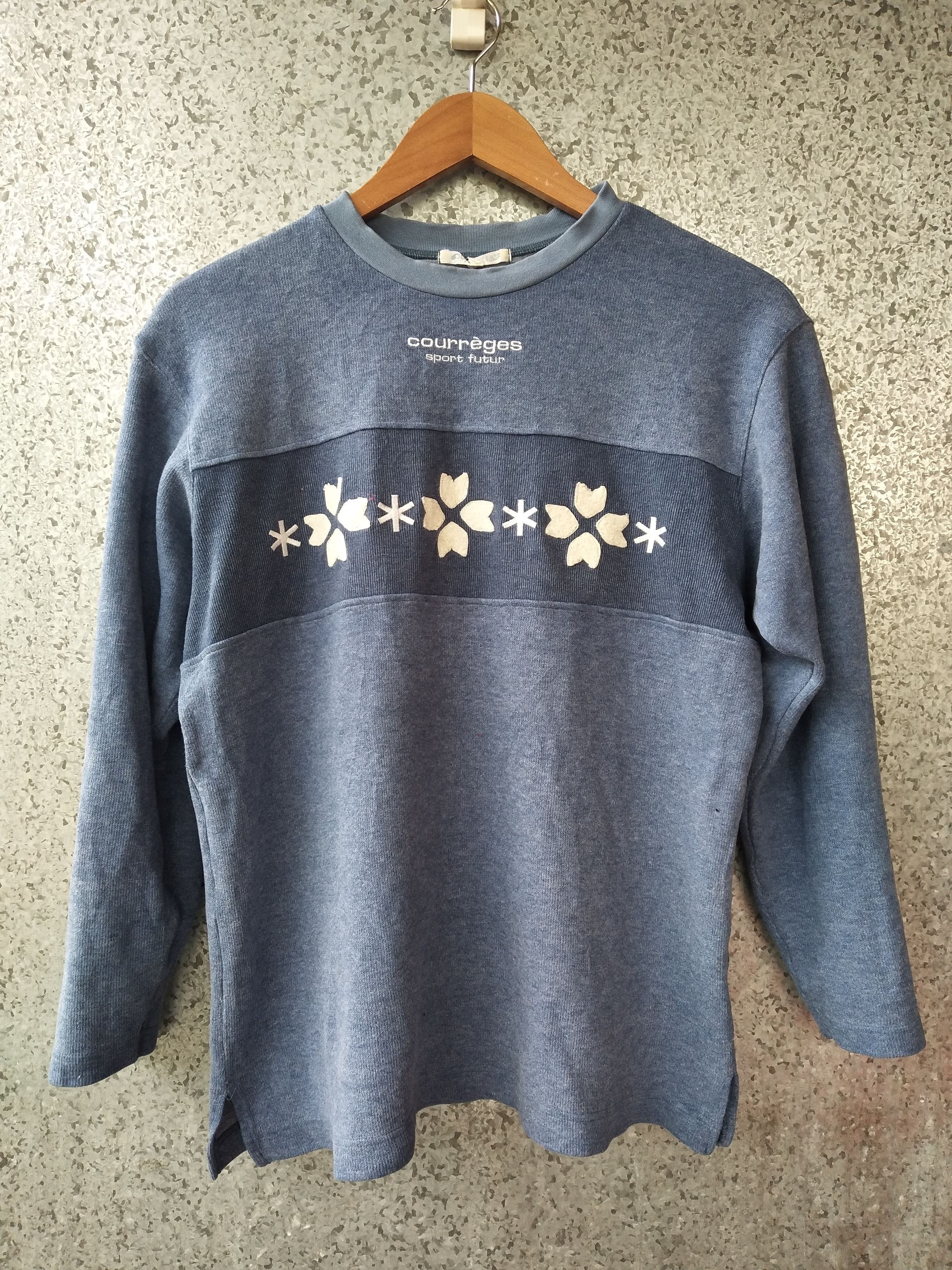 Pre-owned Courrèges Vintage Courreges Sweatshirt Made In Japan In Blue