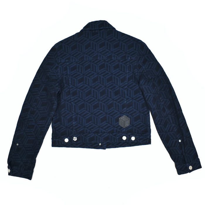 MCM MCM Navy Monogram Logo Denim Trucker Jacket | Grailed