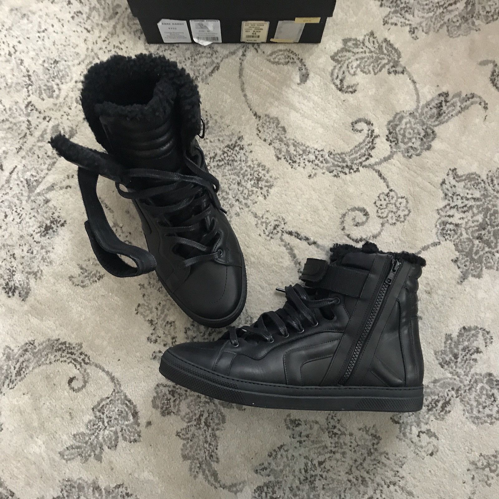 Shearling Fur Lined Leather Sneakers