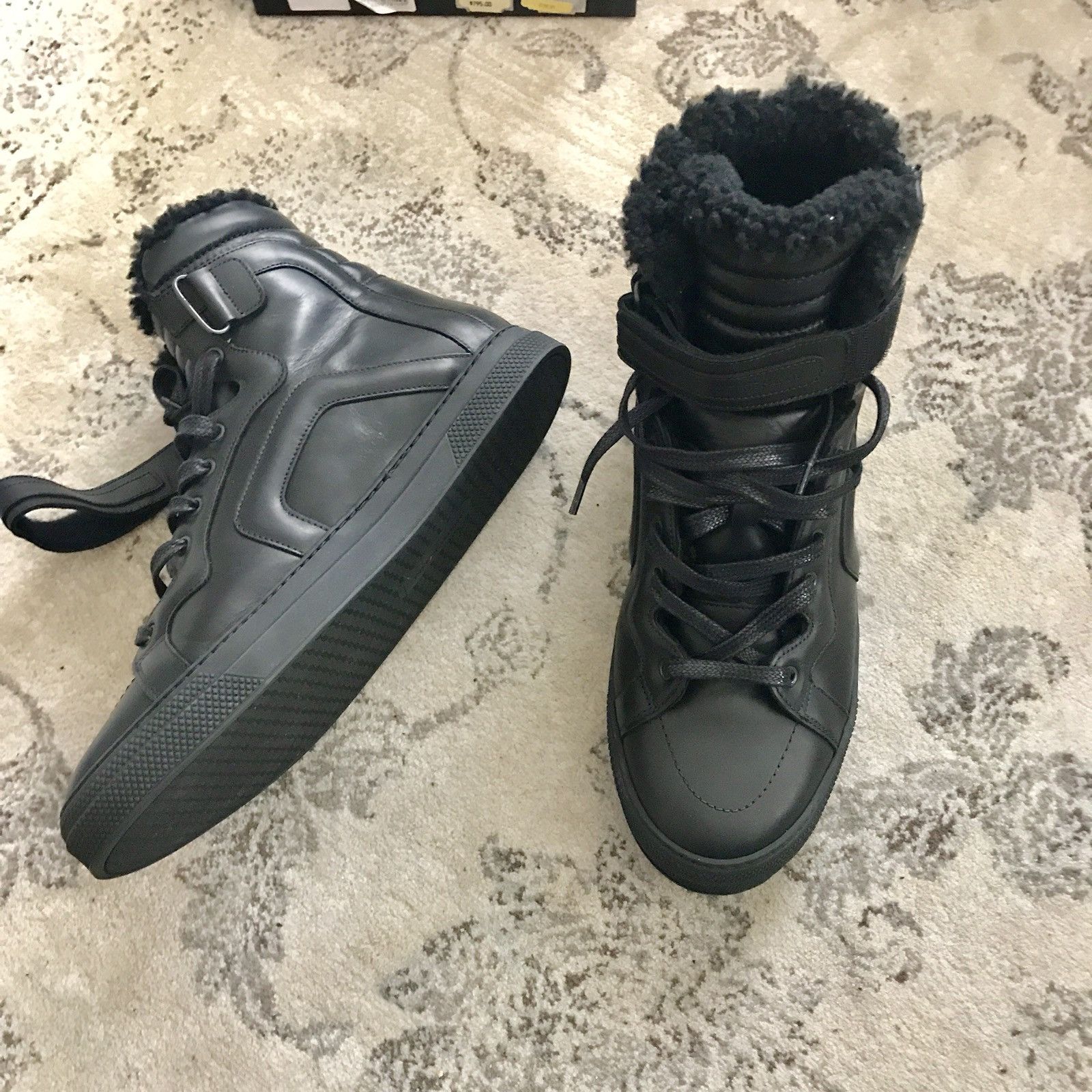 Shearling Fur Lined Leather Sneakers