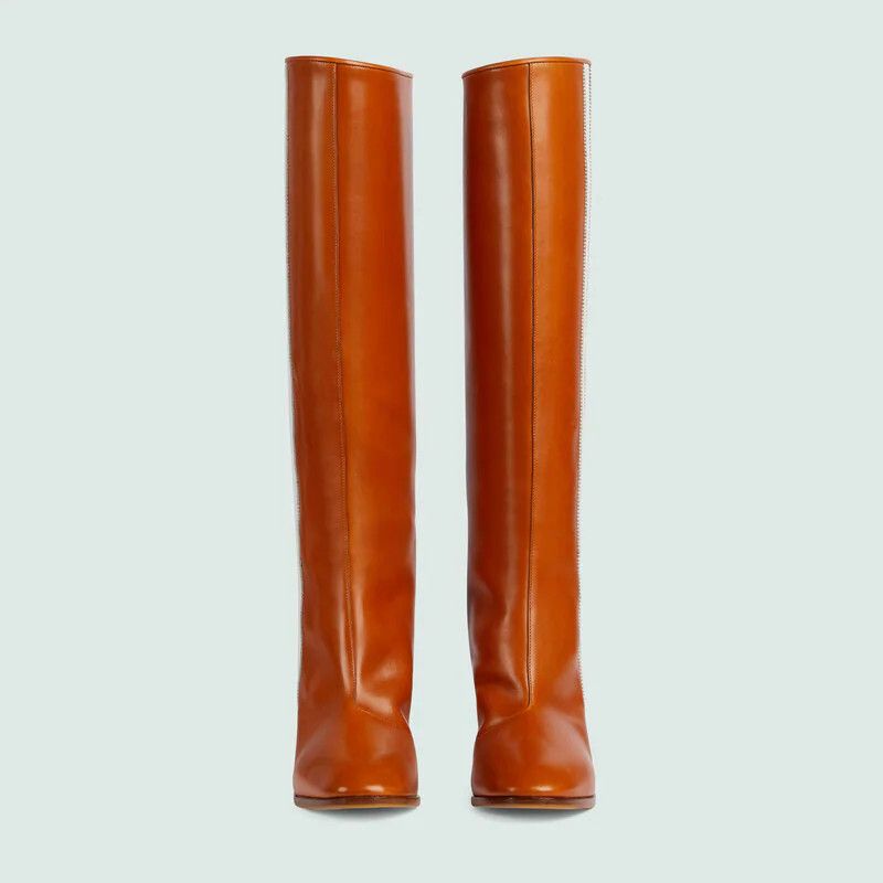 Gucci x Adidas Knee-height boots coganac leather Size US 7.5 / IT 37.5 - 3 Thumbnail