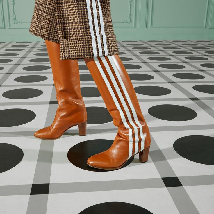 Gucci x Adidas Knee-height boots coganac leather Size US 7.5 / IT 37.5 - 2 Thumbnail