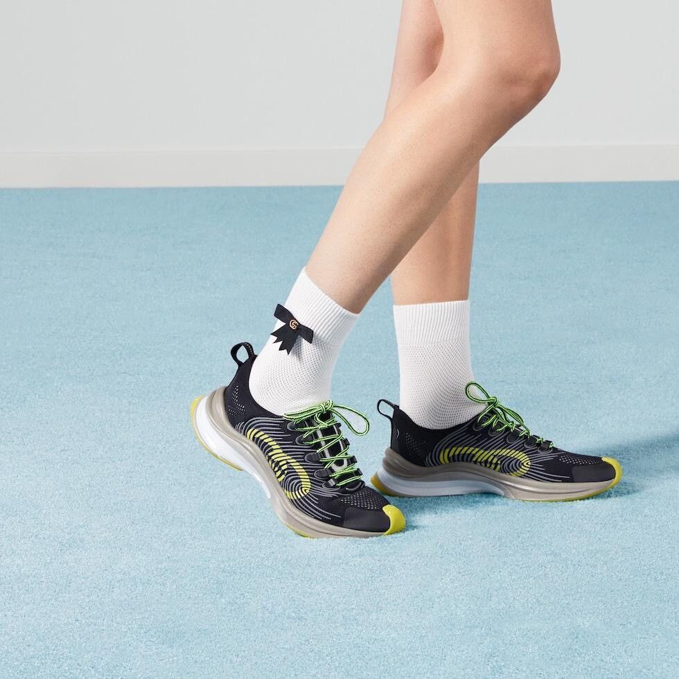 Mesh Interlocking Sneakers in Black
